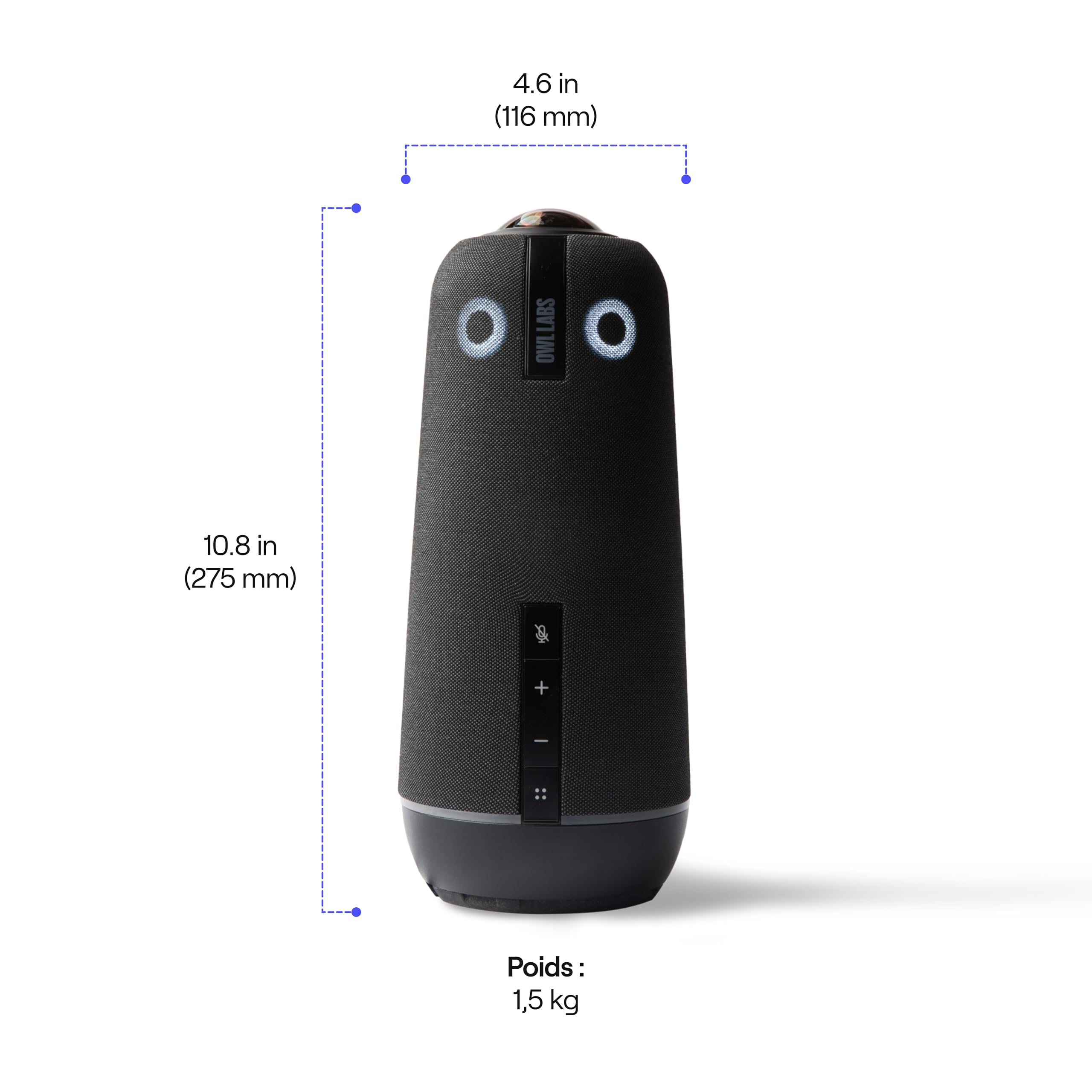 Owl Labs Meeting Owl 4+ Caméra Visio-Conférence Intelligente 360° 4K avec Microphone et Haut-Parleur (Auto-Focus locuteur, Zoom Intelligent, Réduction du Bruit, Certifiée Microsoft Teams)