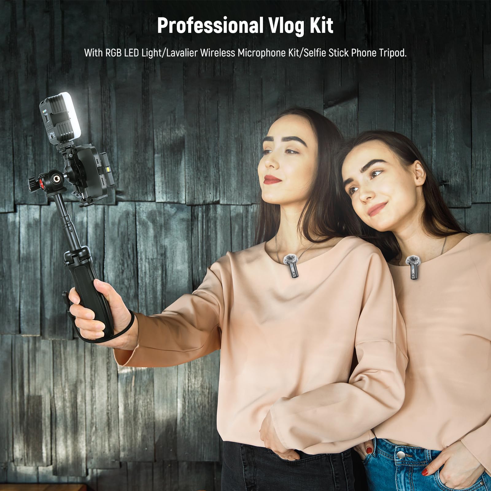 Kit Vlogging NEEWER PA048 LED Light Microfono Tripode - Dettaglio