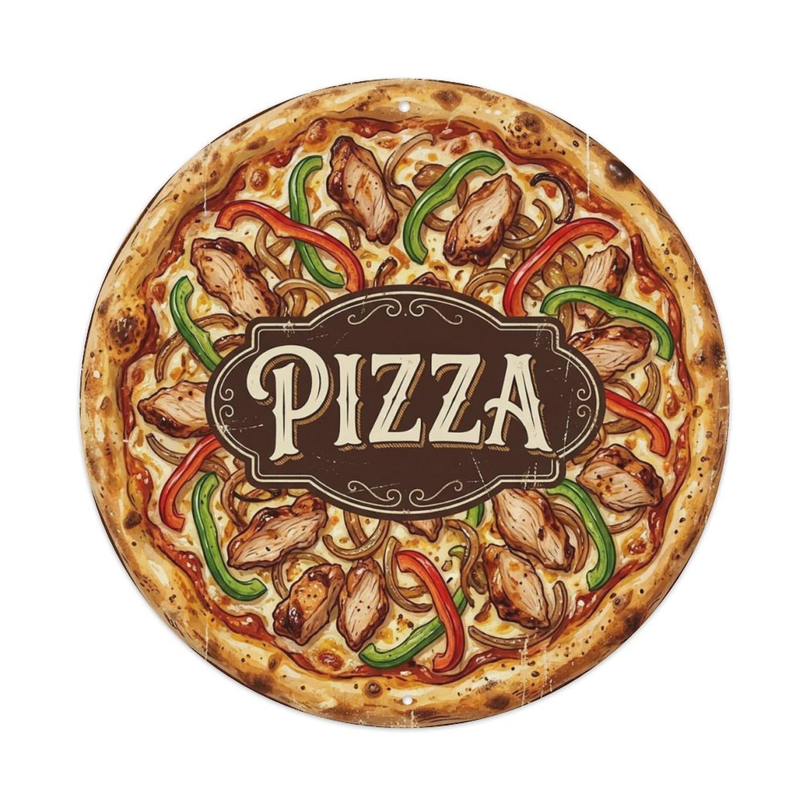 Yrnq 8X8inch Vintage Style Vintage Pizza Bbq Chicken Pepper Food Decoration Metal Tin Sign