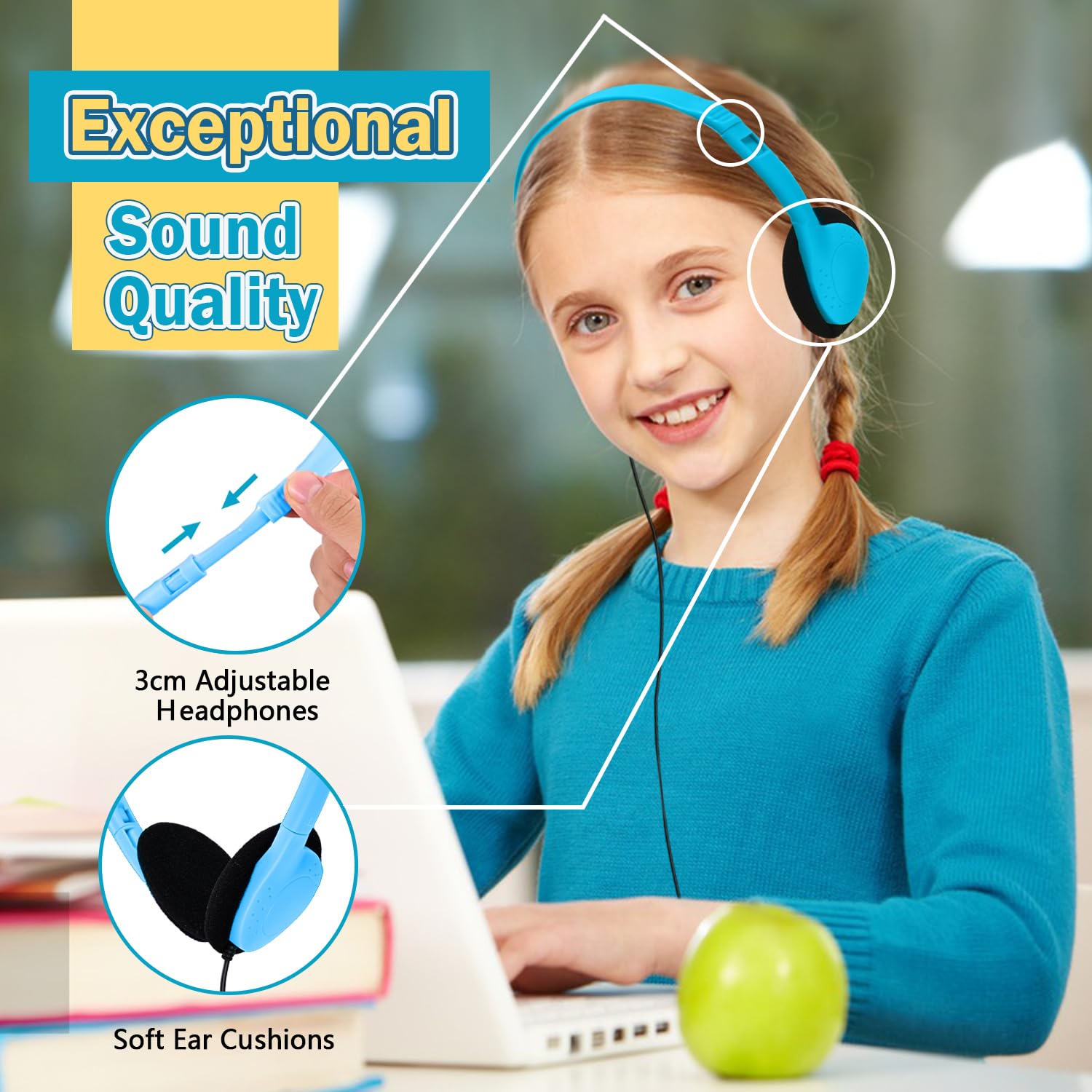 Classroom Headphones 54 Pack Student On Ear Headsets - Dettaglio