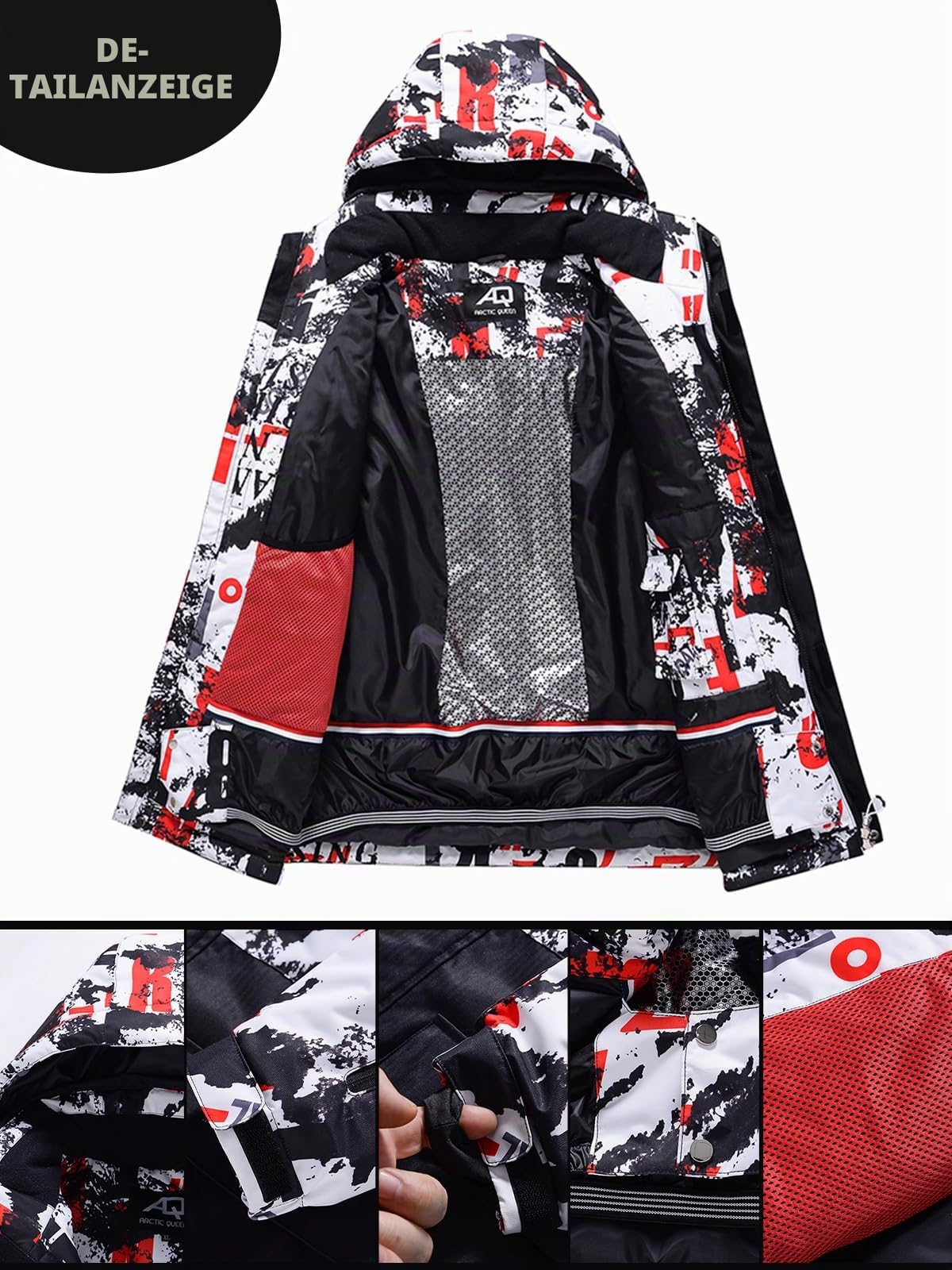 HOUZONIY Herren Skianzug Set Herren Schneeanzug Warmer Winddichter 2-Teiliger Schneeanzug(238+Schwarz M)
