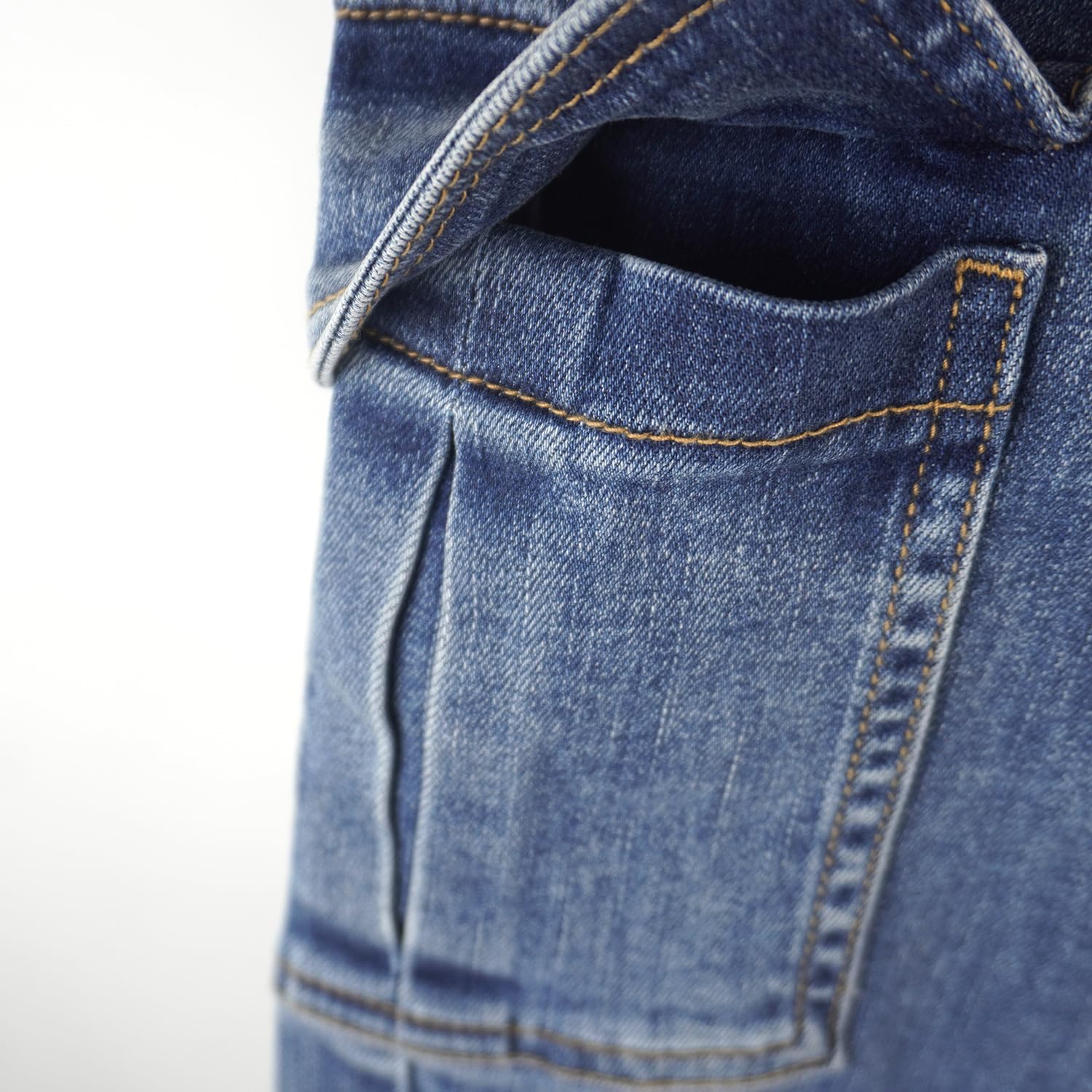 KIDSCOOL SPACE Jeans pour garçons, Taille élastique pour Petites et Grandes Filles, Pantalon Cargo en Denim extensible avec anneau en D