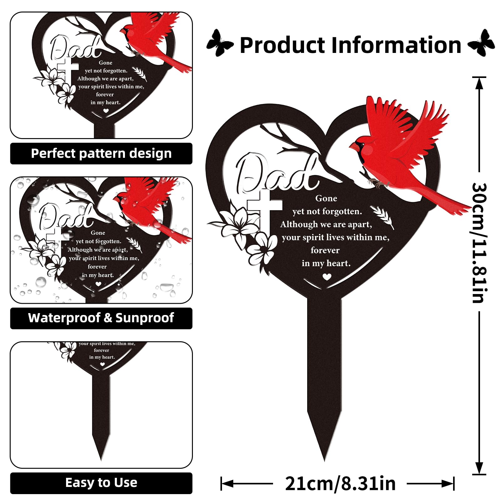 Memoria En Padre Día Impermeable Tumba Tarjeta Y Con