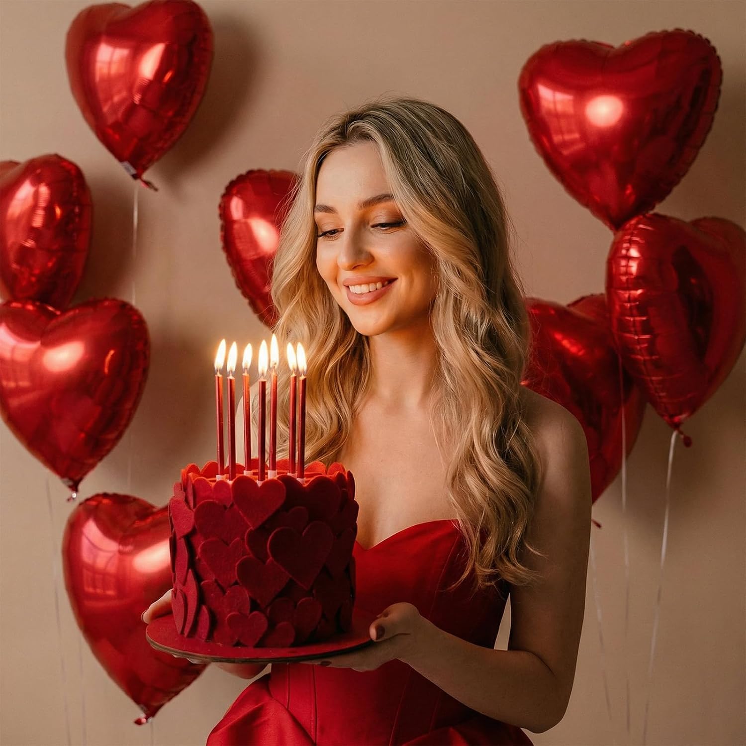 24-Count Long Thin Birthday Candles, Tall Red Candles Cake Toppers, Cake Candles, Party Supplies, Birthday Decorations
