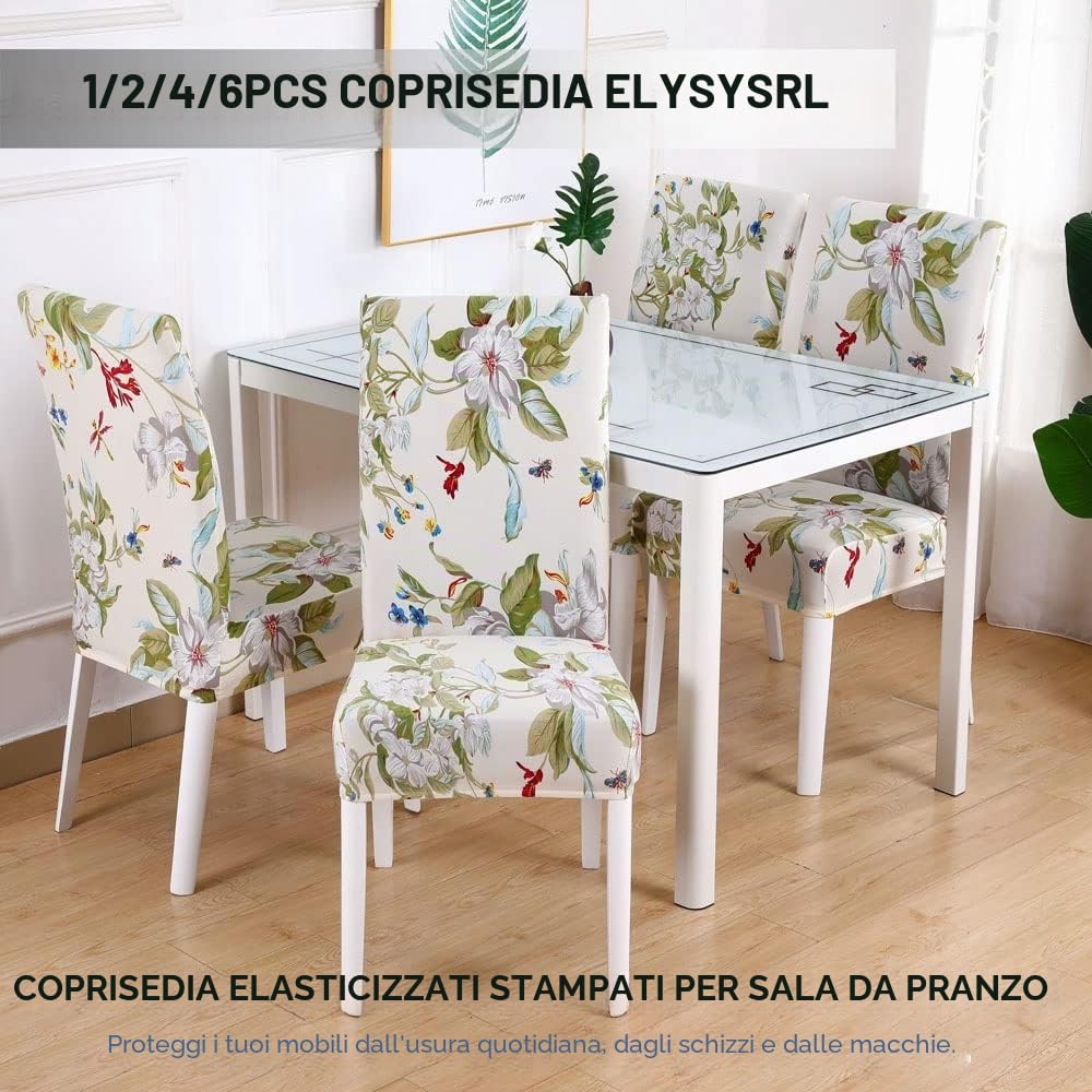 Coprisedie con Schienale 2/4/6 Pezzi, Coprisedia Elasticizzati con Schienale, Antimacchia Fodere per Sedie con Schienale Lavabile Moderno Copri Sedia per Moderna Sala da Pranzo Hotel Ristorante ( Colo