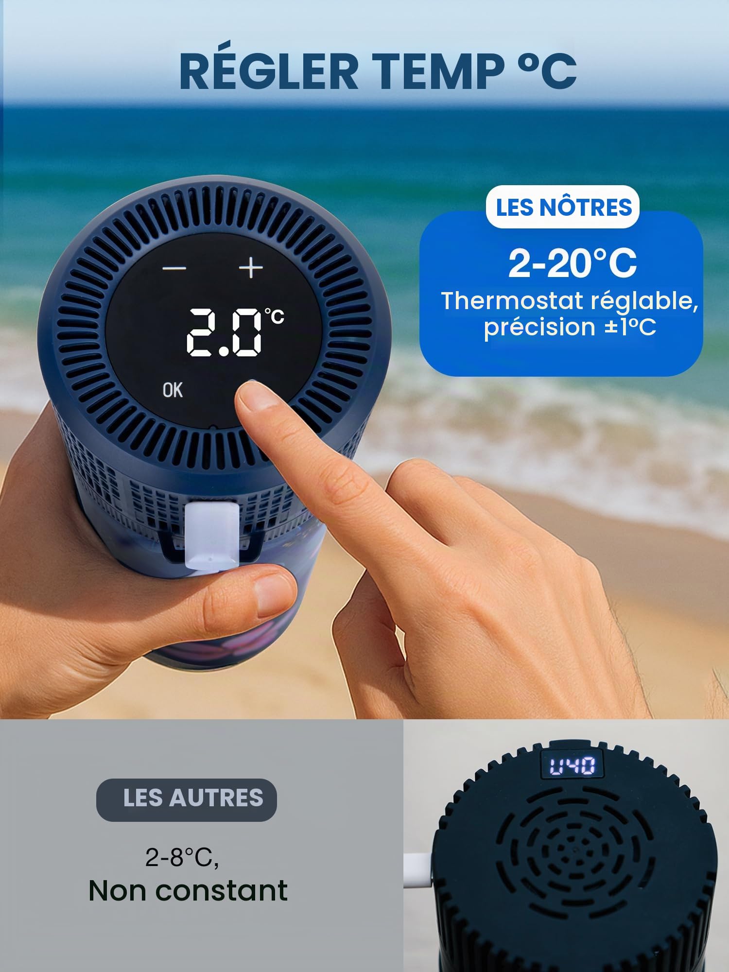 YOUSHARES Pochette Isotherme Insuline, Réfrigérateur Insuline Bouteille Réfrigérée Stylo d'Insuline Voyage 2-8℃ Affichage la Température, Boîte Glacière Électrique USB Transport Médicament, Magnolia