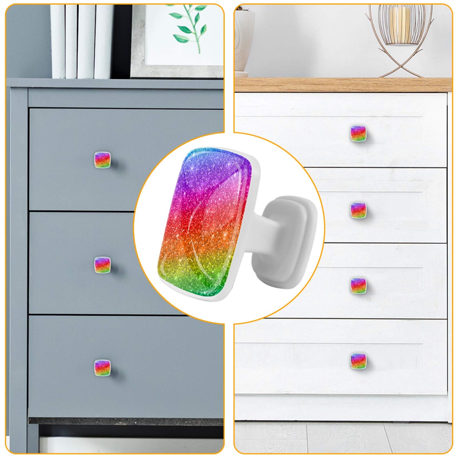 Amazon.com: Lenergy Dresser knobs for Girls Glitter Rainbow Colors Cabinet  Knobs Crystal Glass Drawer Knobs Handmade Pull Handles for Drawer Chest Bin Dresser  Cupboard 4 Pieces 1.18x0.82x0.78 in,105 :