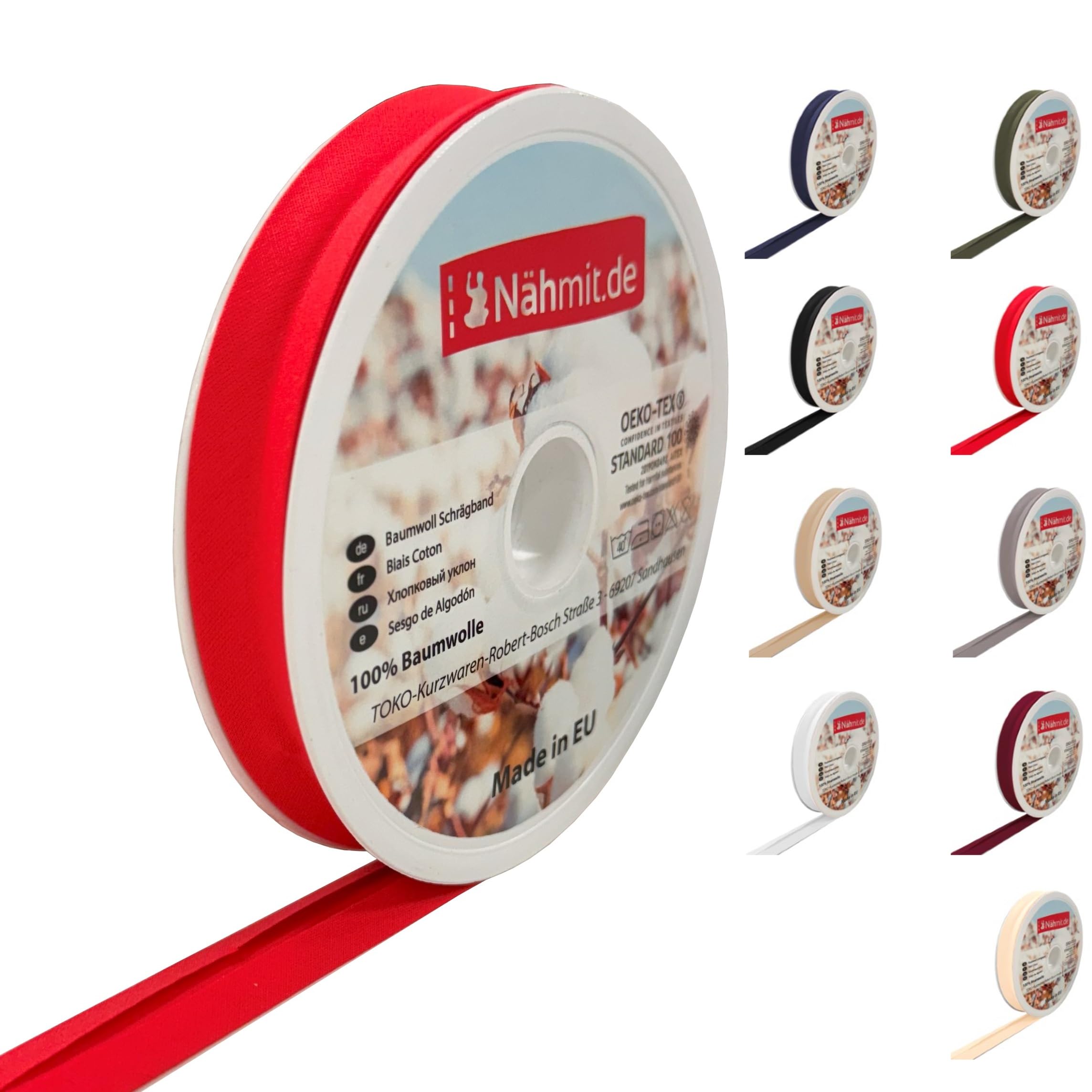 Nastro In Sbieco Cotone 20mm X 5m - Per Cucito, Bordi E Decorazioni Fai Da Te (Blu Scuro) - Foto 8