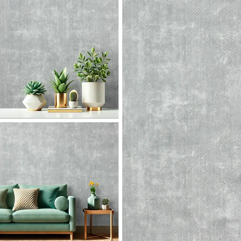Papel De Parede Adesivo Industrial Cimento Queimado 5 M x 45 Cm (Cimento Queimado Claro)