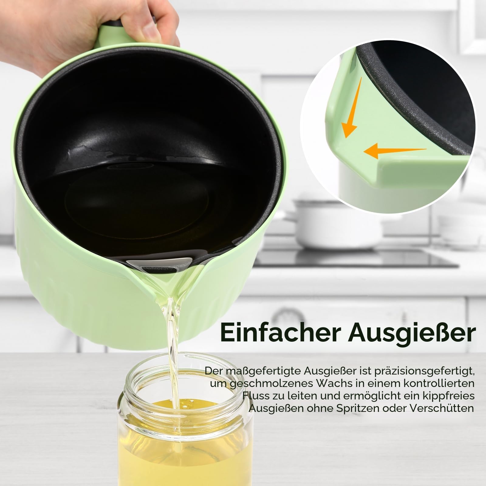 Elektrischer Wachsschmelztiegel 1,5L Digitaler Touchscreen Antihaftbeschichtung Präzise Temperaturkontrolle Kerzenherstellung Seifenherstellung