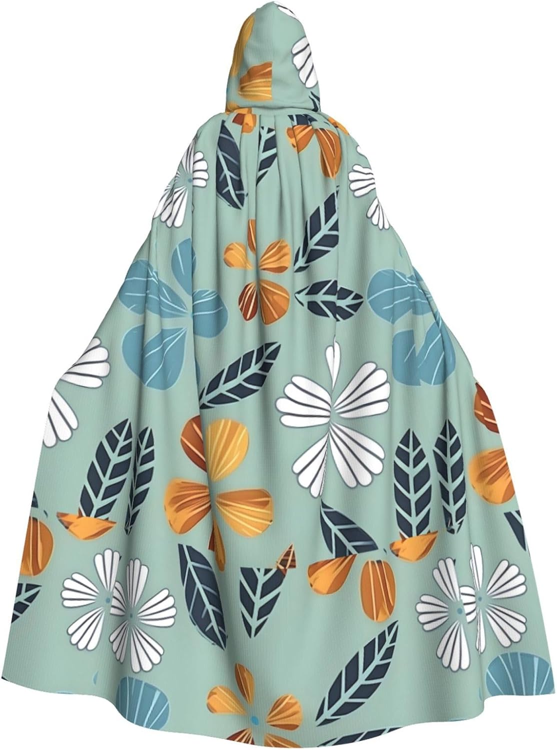 Light Coloured Floral Men Women Halloween Role Play Party Decoration Hooded Poncho Black