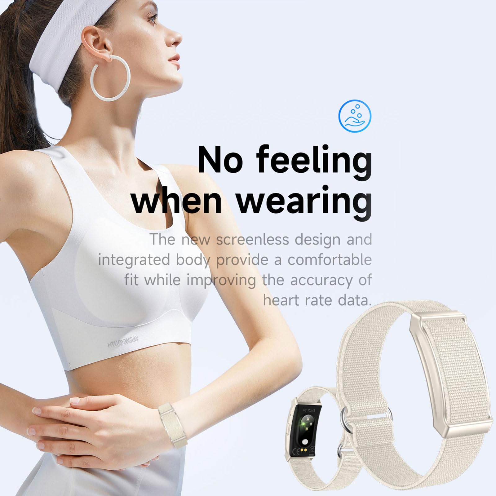 findtime Pulsera de actividad sin pantalla, podómetro, monitor de sueño, monitor de frecuencia cardíaca, calorías, seguimiento de distancia, modos multideporte, IP68, resistente al agua, ligero, 2
