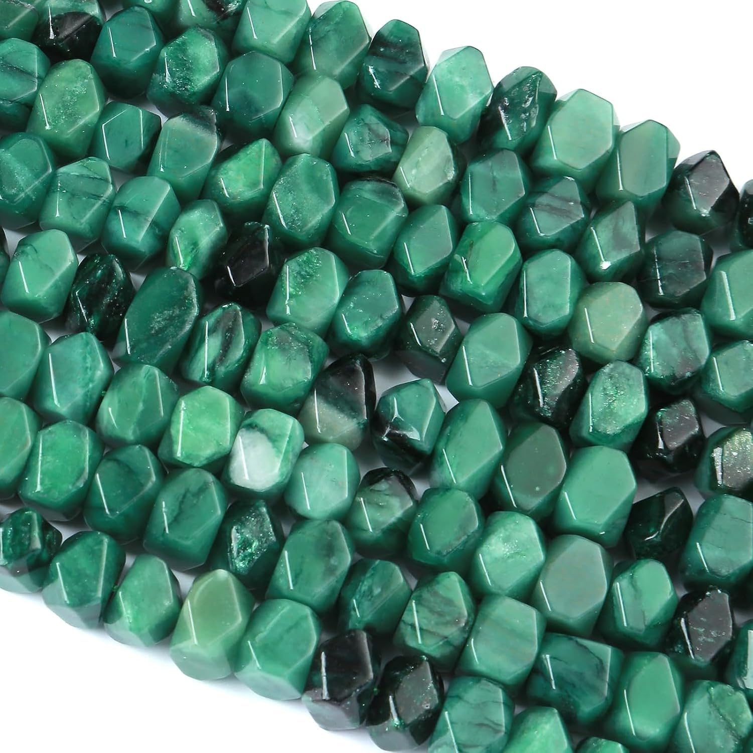 Prehnite - Perline sfuse in cristallo naturale, 6 x 11 mm, 38 cm, per la creazione di gioielli, bracciali, collane, color smeraldo, 6 x 11 mm, 38 cm