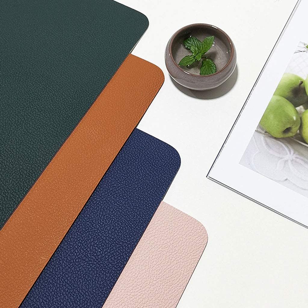 Placemat 4-Piece and 4-Piece Coaster,Rectangular Waterproof Oil-Proof Heat Insulation Pu Leather Place Mats,Double Sided