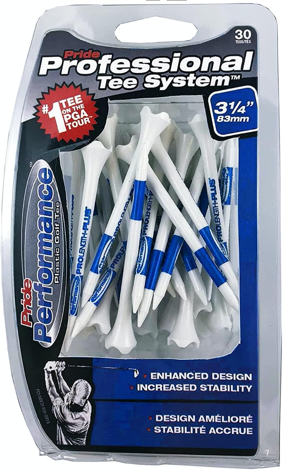 Pride Professional Tee System,Evolution Plastic 30 Golf Tees, 3 1/4" (2-Pack)