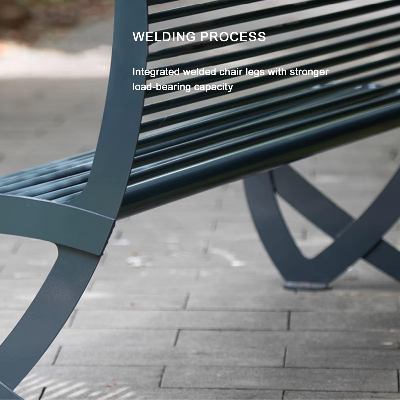 Powder Coated Cast Iron Outdoor Bench, Integrated Welded Garden