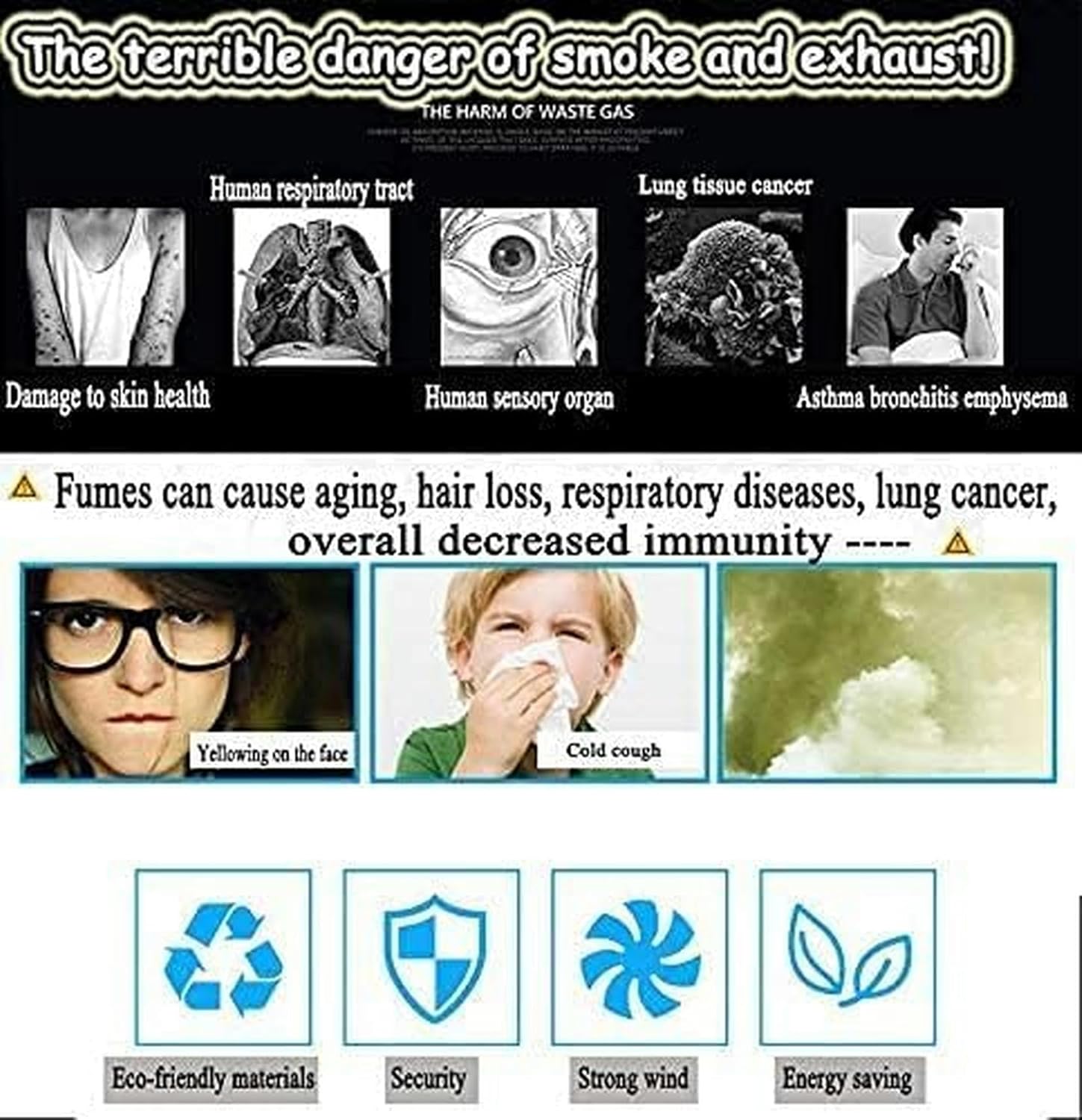 100W Chimney Fan Fireplace Fan Chimney Extractor Chimney Aspirator Chimney Draft Stove Blower for Chimney Diameter 13-22cm