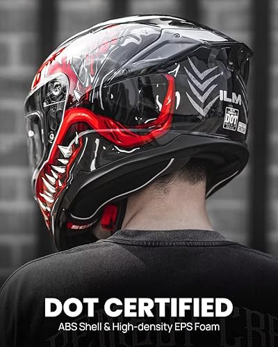 Miniatura 2 de ILM Casco de motocicleta de cara completa de doble visera con ala trasera, compatible con Pinlock, casco de motocicleta de calle DOT para hombres y