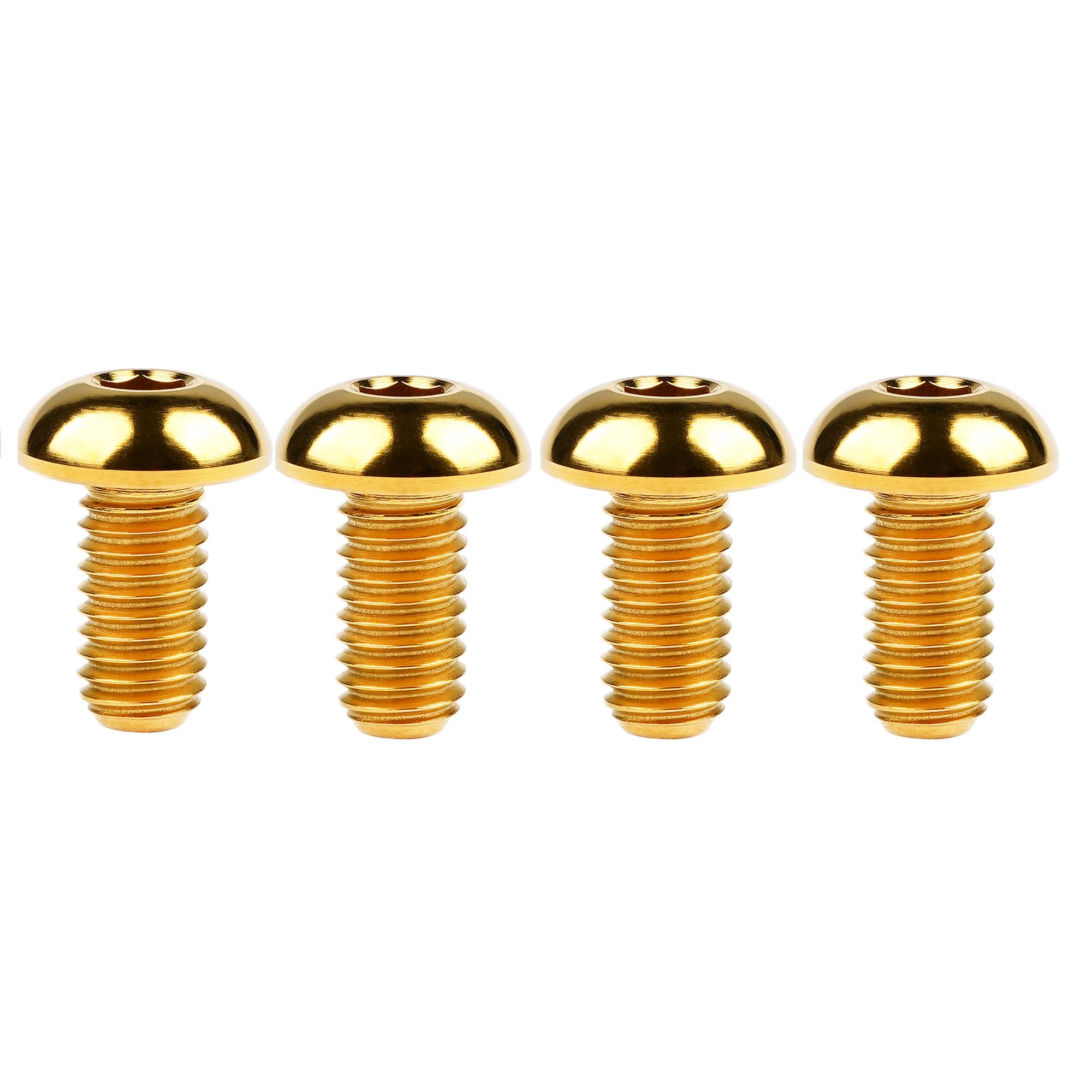Ruifu M5 Titanium Gr5 Allen Button cap Screws Bolts 8 10 12 15 18 20 25 30mm for Bicycle Water Bottle Cage (Pack of 4) (Gold, M5x10mm)