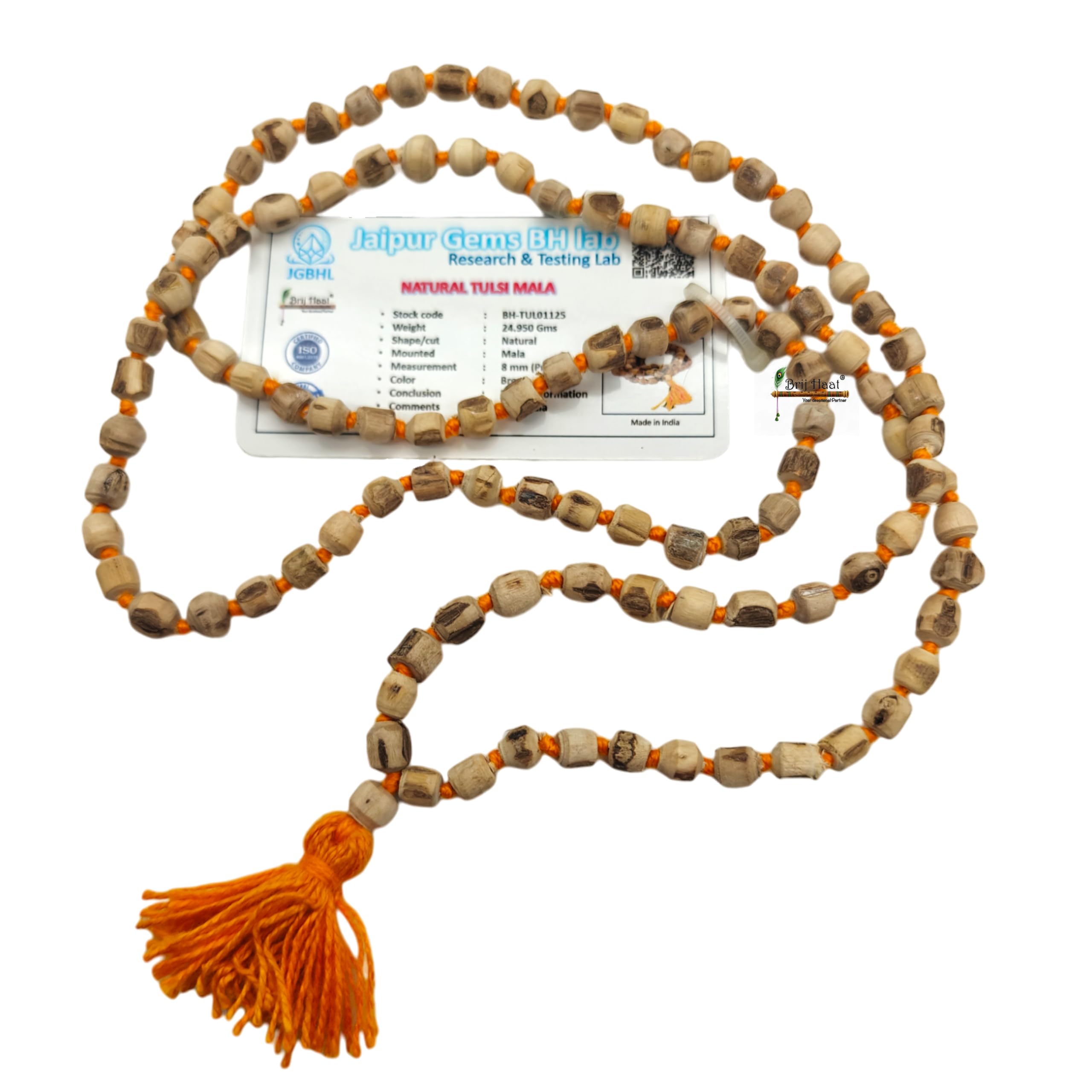 Tulsi Mala, Natural Wood Prayer Beads, 108+1 Beads-image-4
