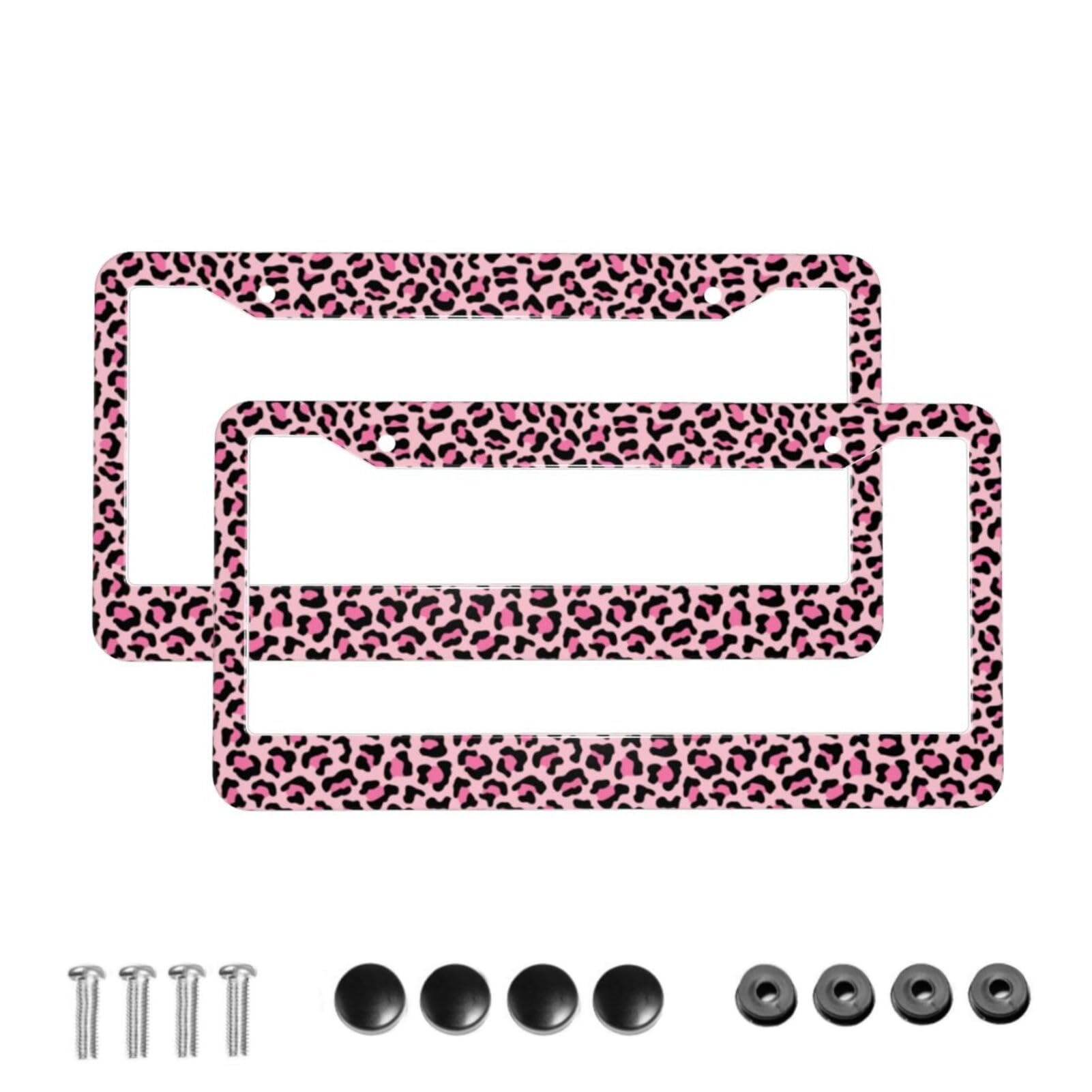 Photo 1 of Generic Pink Leopard License Plate Frame (2 Pack)