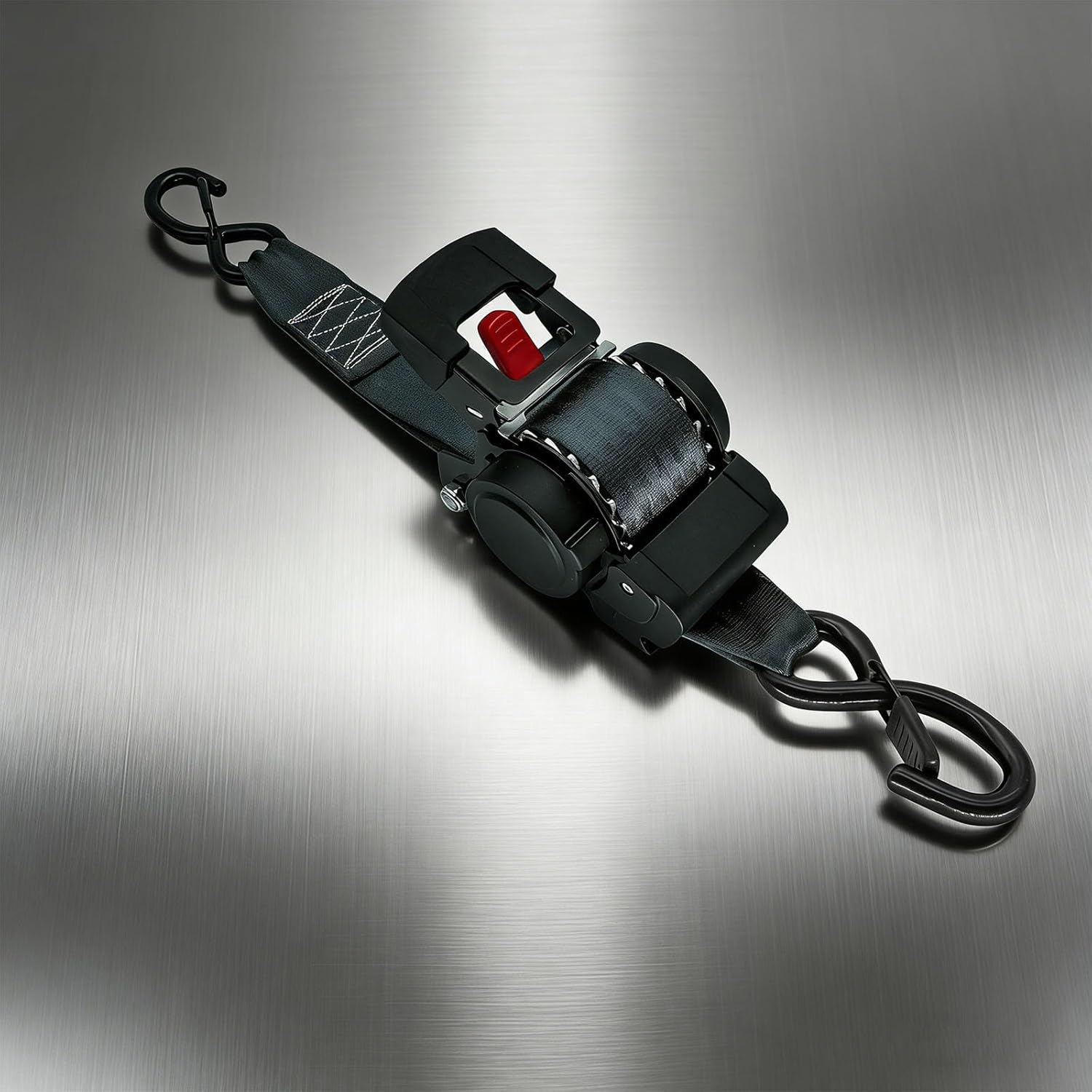 1 Pack Ratchet Tie Down Straps, 13FT 3300 lbs Break Strength with Auto-Retract, Heavy Duty Motorcycle Straps for Truck, Trailer, ATV, UTV, Cargo