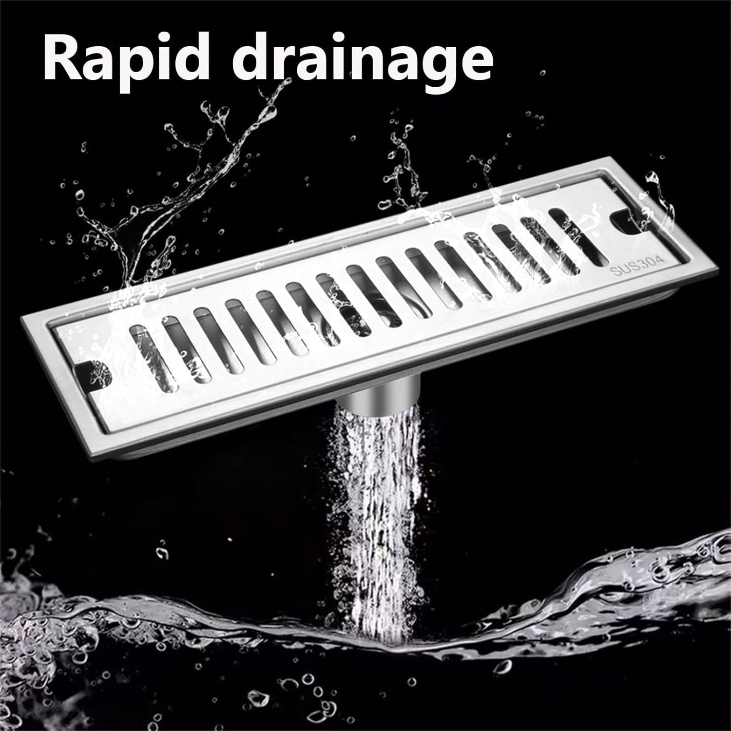 Desagüe Lineal De Acero Inoxidable para Ducha con Rejilla De Diseño De Ladrillo, Colador para Cabello, Desagüe Rectangular para Piso De Cocina Y Baño, Duradero Y Fácil Mid Drainage 60cm