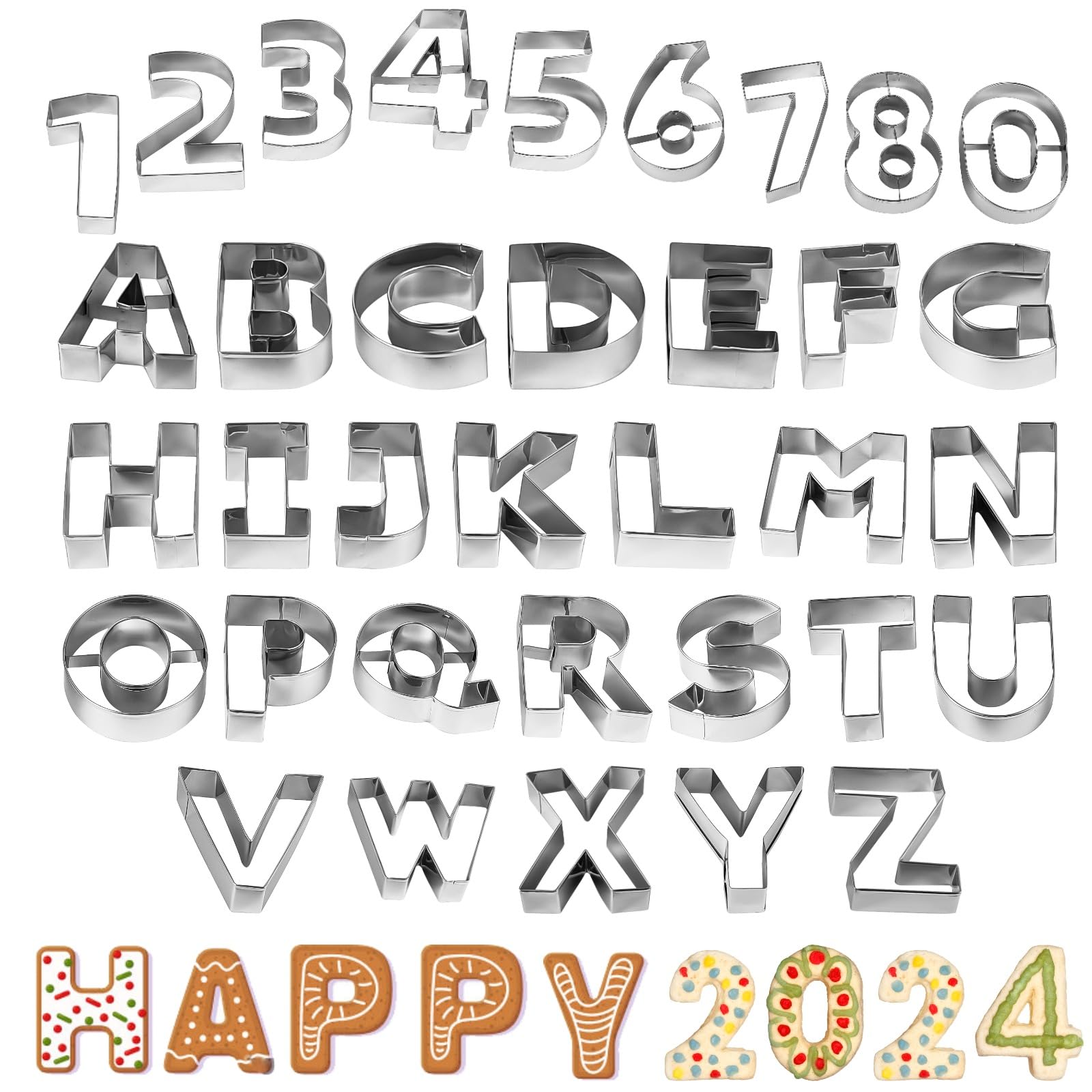 35 PCS Alphabet & Number Cookie Cutters, 10 * 7cm Large Letter Sandwich Cookie Cutters, Stainless Numeric Biscuits Molds, Food-Safe Metal Biscuit Mold, Baking Supplies for Home, Party