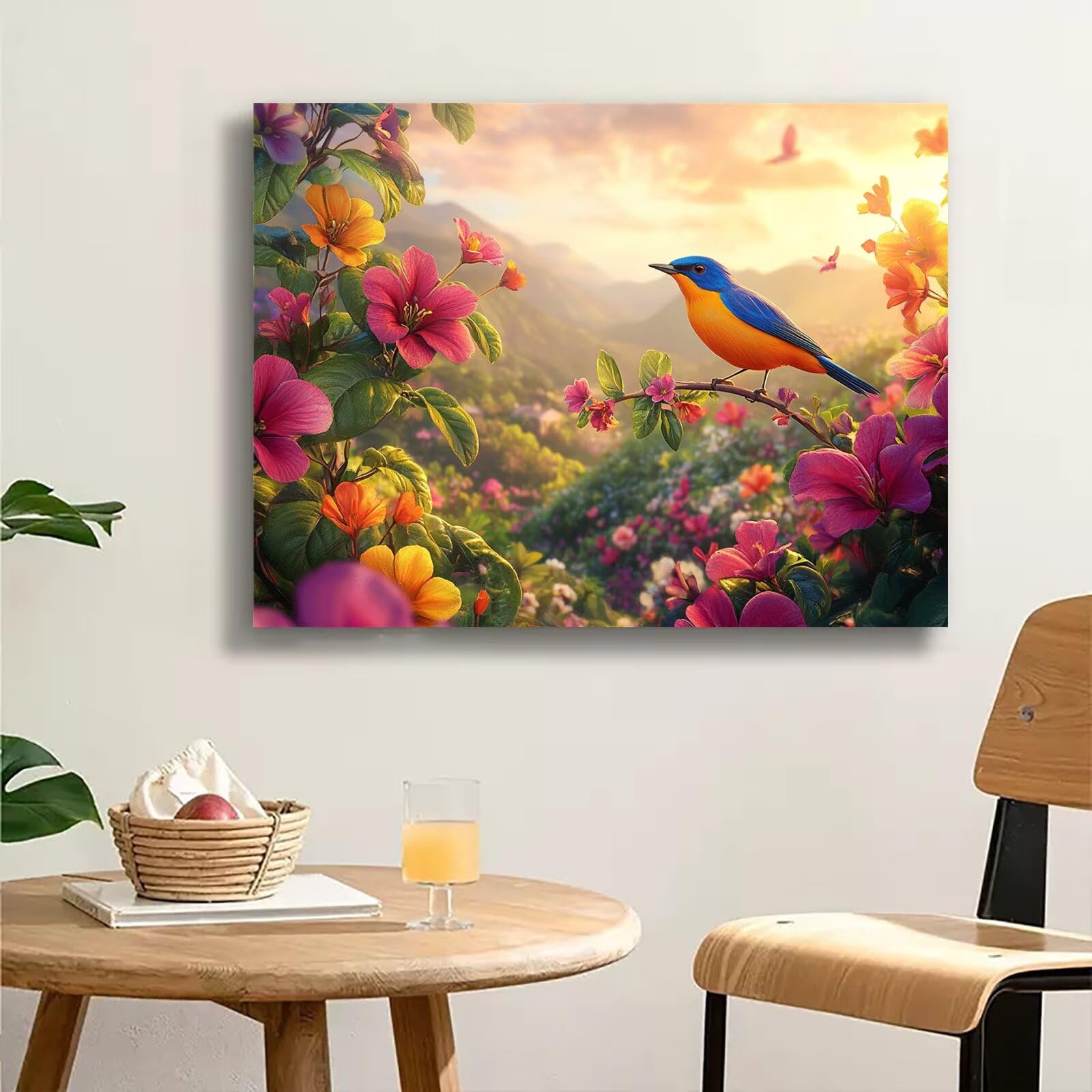 Dipingere con i Numeri Adulti fiore uccello, Quadri da Dipingere Numerati Fai Da Te per Principianti e Adultis, Olio La Pittura di Numeri Kit, Hobby Creativi Adulti, Decorazioni Casa 90x120cm Q3S-102