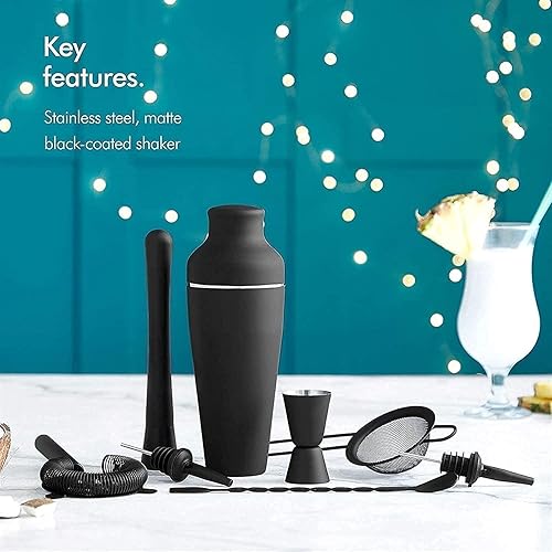 Miniatura 2 de Kit profesional de camarero, juego de barra, 7 piezas de acero inoxidable coctelera herramientas para el hogar, bares, viajes y fiestas al aire