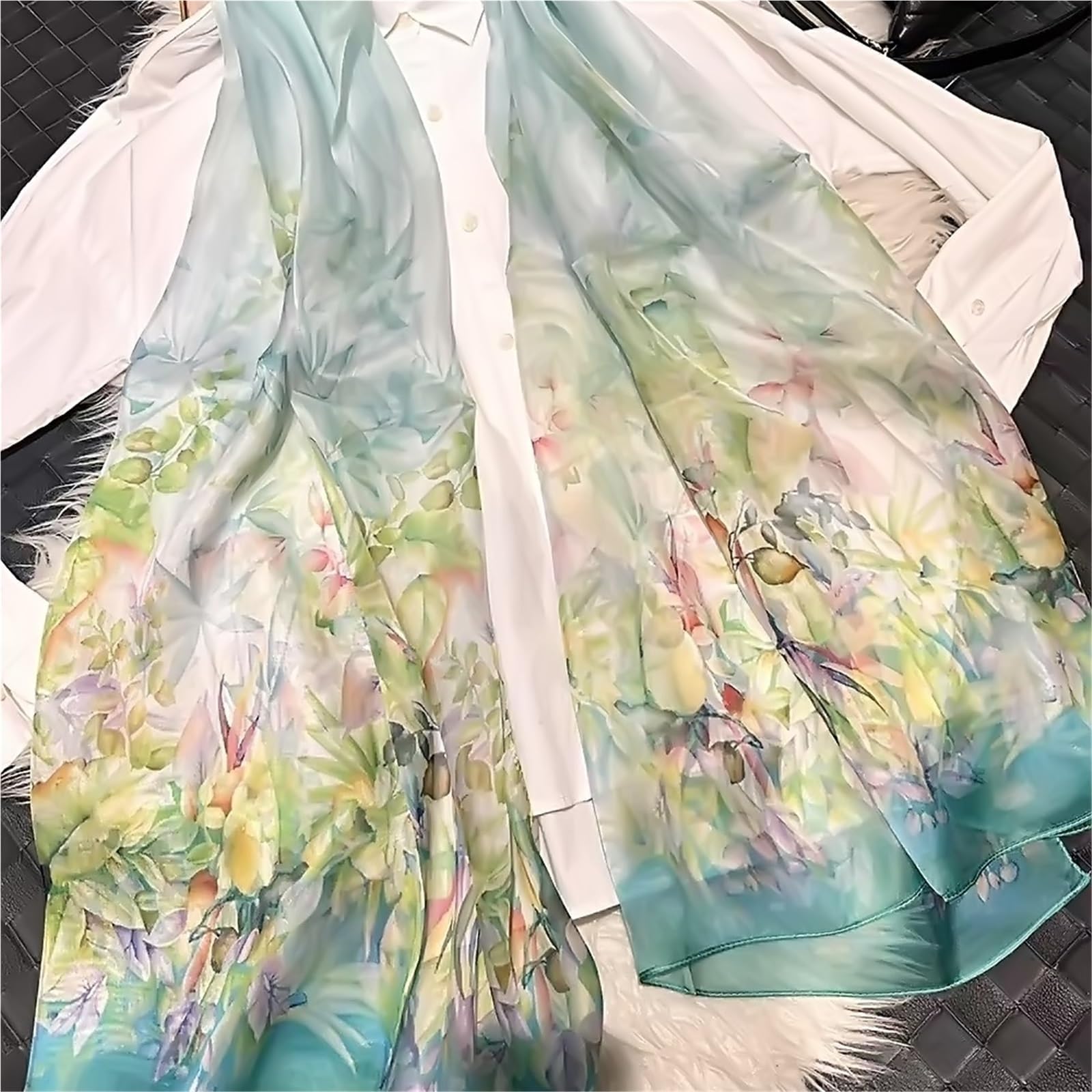 Primaverile Grande Leggera Sciarpa di seta Donna Moda disegno floreale Sciarpe lunghe Avvolge da spiaggia in chiffon estivo Avvolgere 180 * 110 cm