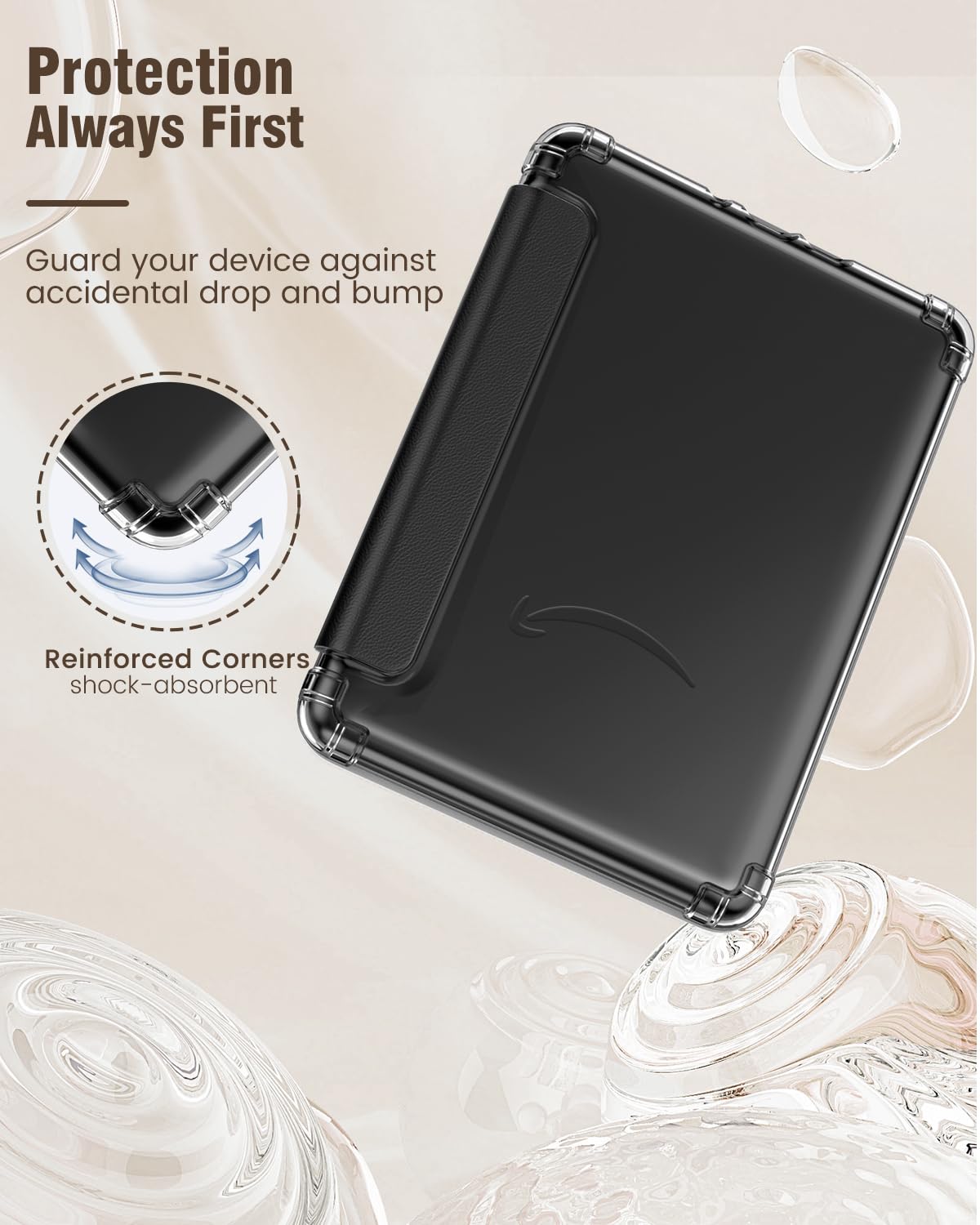 MoKo Coque pour 7" Kindle Paperwhite 12e Gén 2025/2026 & Kindle Colorsoft 2024/2025, Ultra Clair Souple et Coque Arrière Pailletée en TPU, Ne Convient Pas Kobo Libra, Noir