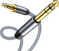 Highwings 3.5mm to 6.35mm Stereo Audio Cable - 6 ft, 1/4 to 1/8 TRS Bidirectional Stereo Cable for Guitar, Home Theater, Speakers and Amplifiers