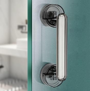 Large Glass Door and Window Handles, Bathroom Sliding Doors, cabinets, wardrobes, Suction Cups, and Seamless Handles Black