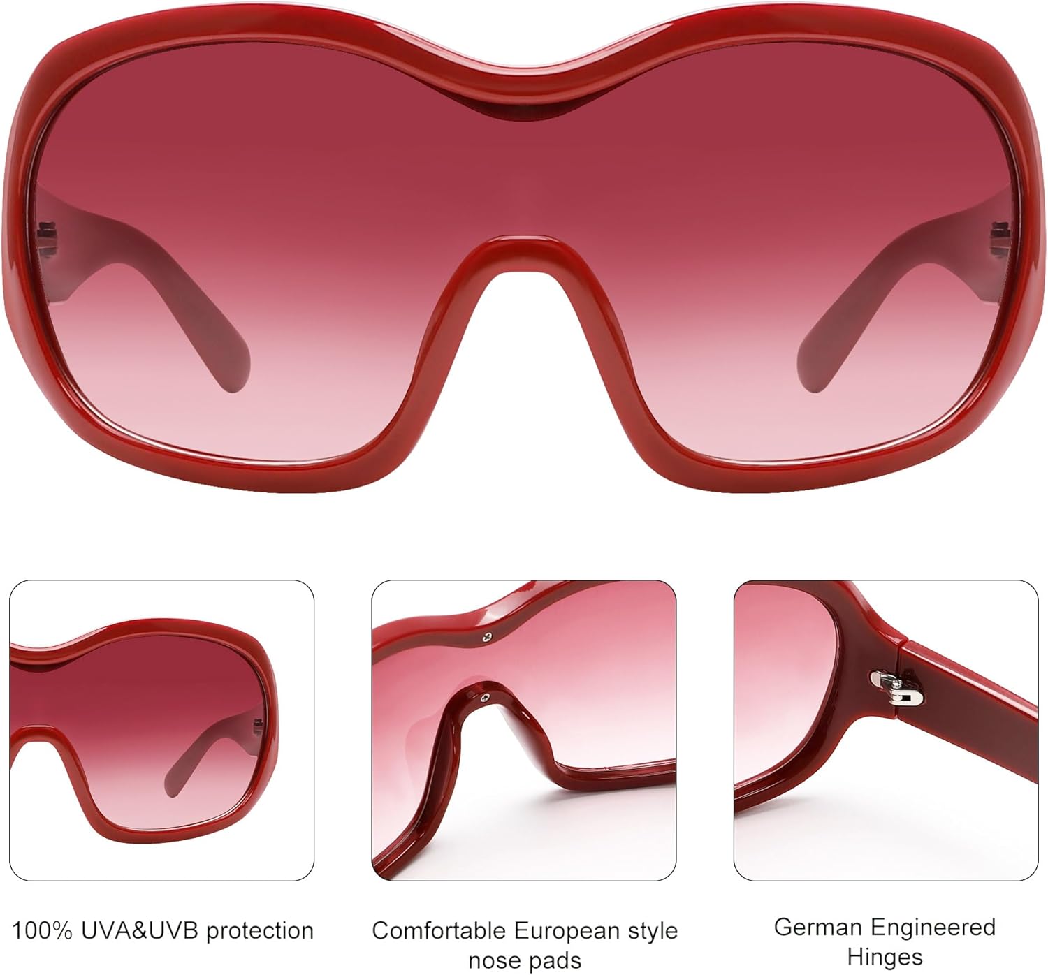 Oversized Trendy Wrap Around Sunglasses for Women Men - Cool Concert shades 2000s Retro Round Big Shield Glasses - Image 5