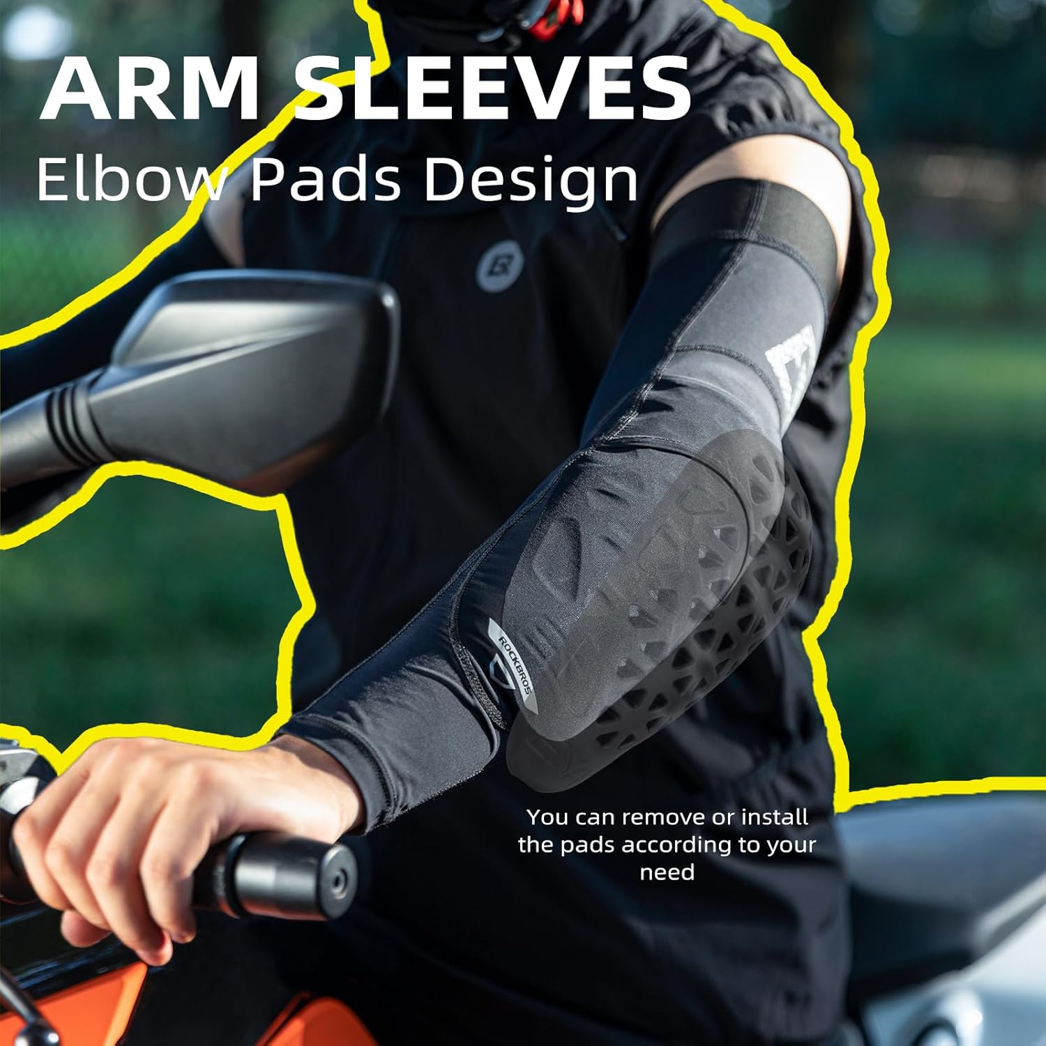ROCKBROS Arm Sleeves, Elbow Pads Sleeves to Cover Arms, UV Protection Cooling Sleeves, Compression Arm Sleeves for Men Women