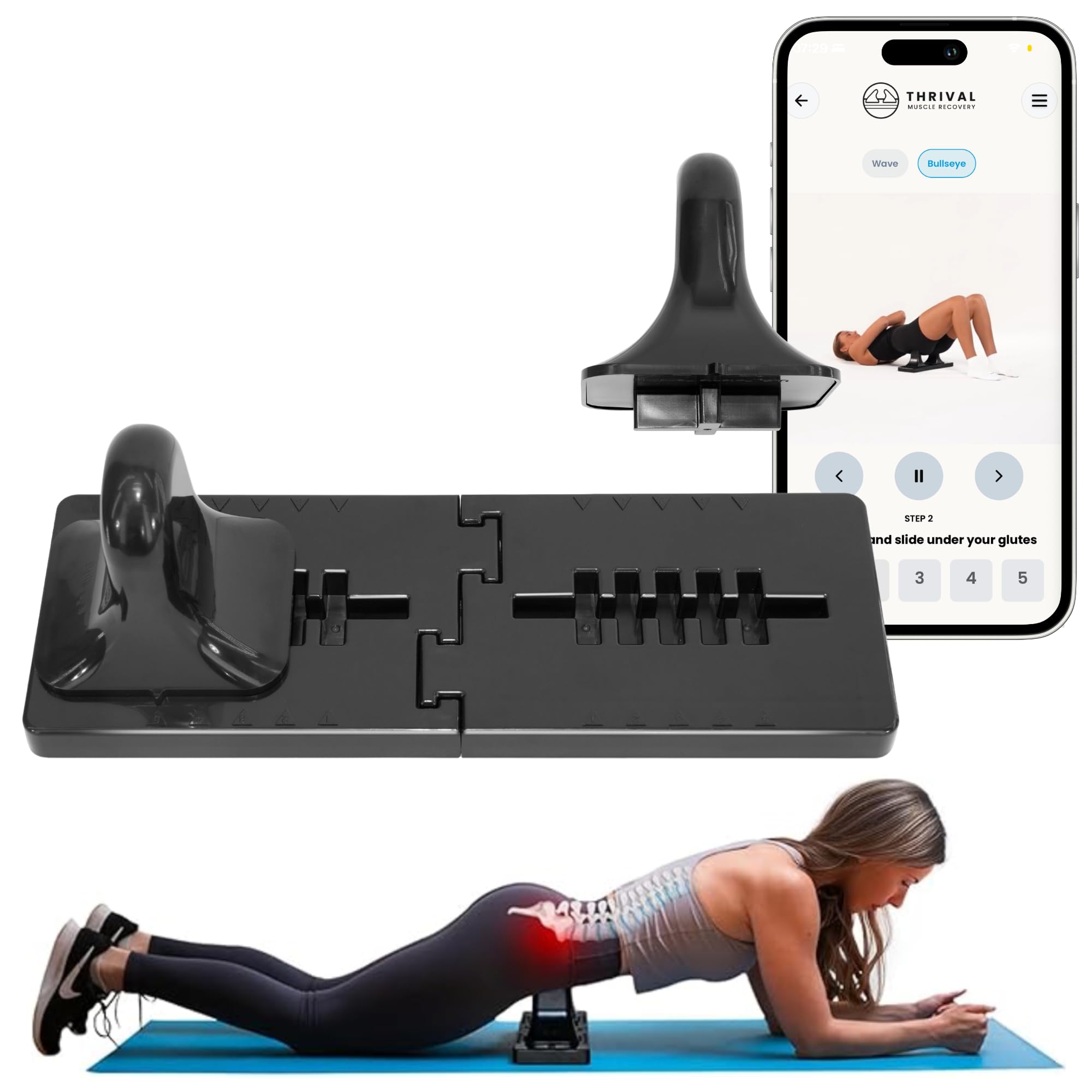 Thrival Bullseye - Precision Psoas Muscle Release Tool for Hip Flexor, Back, Hamstring, Glute, Iliacus, and Neck Pain - Deep Tissue, Trigger Point, and Myofascial Release - Carbon Black