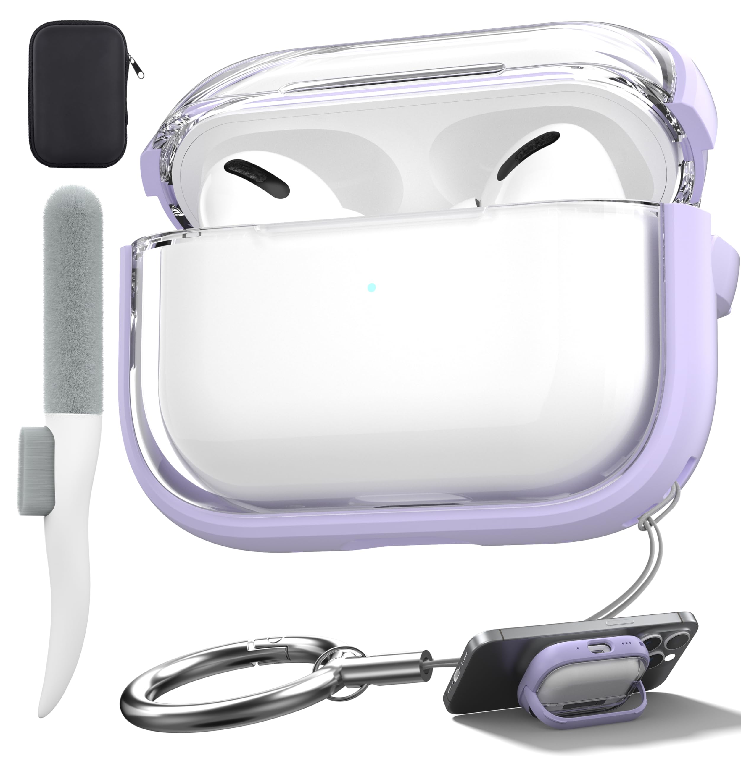 Valkit Compatible Airpods Pro 2nd/1st Generation Case Clear, Airpods Pro 2/1 Case Cover with Lock & Cleaner Kit, Soft Shockproof iPods Pro2 Protective