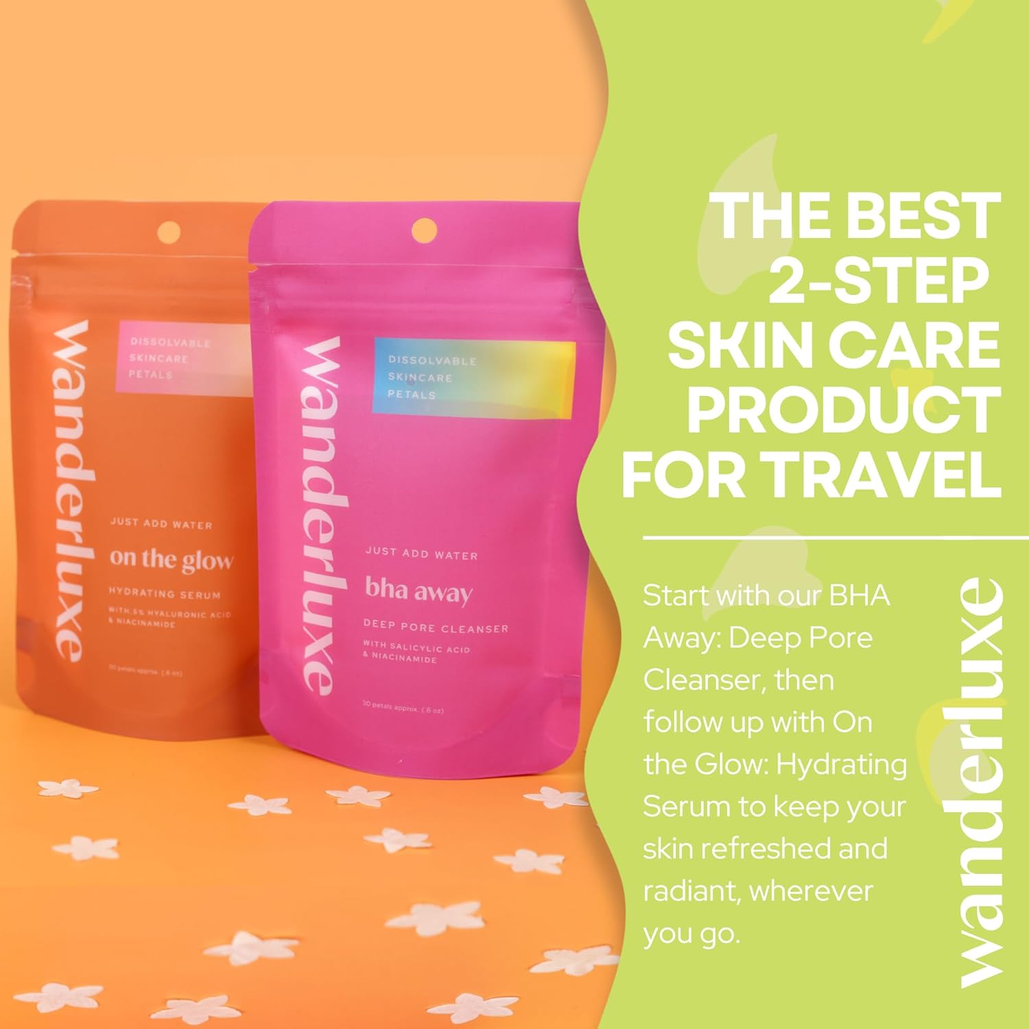 Deep Pore Cleanser, Dissolvable Skincare Petals, Skin Care Set for Travel, BHA Away Cleanser Petals with Salicylic Acid