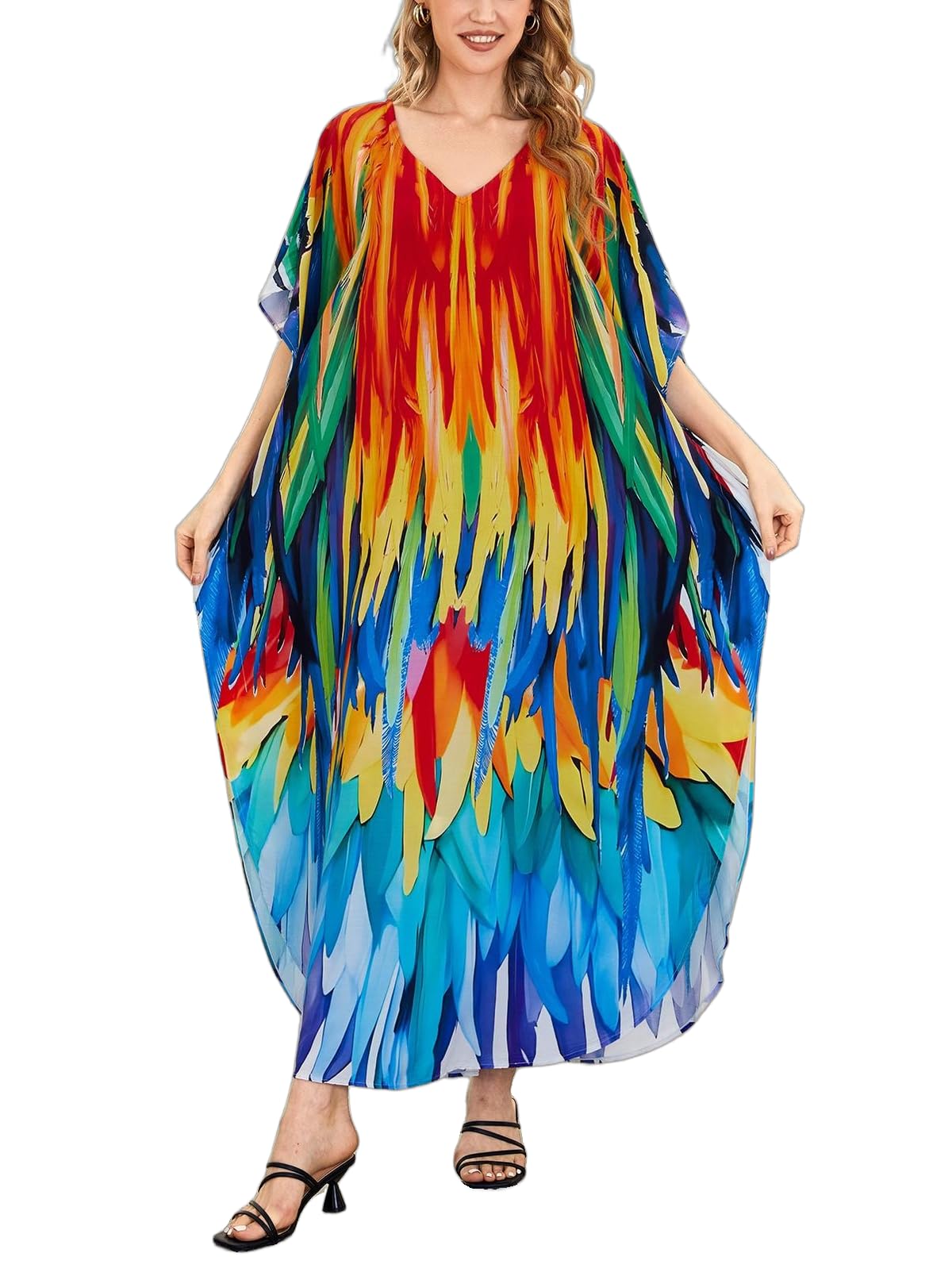 NFVNKJ Women's Plus Size Beach Lounge Kaftan Maxi Dress Swimsuit Coverup for Women