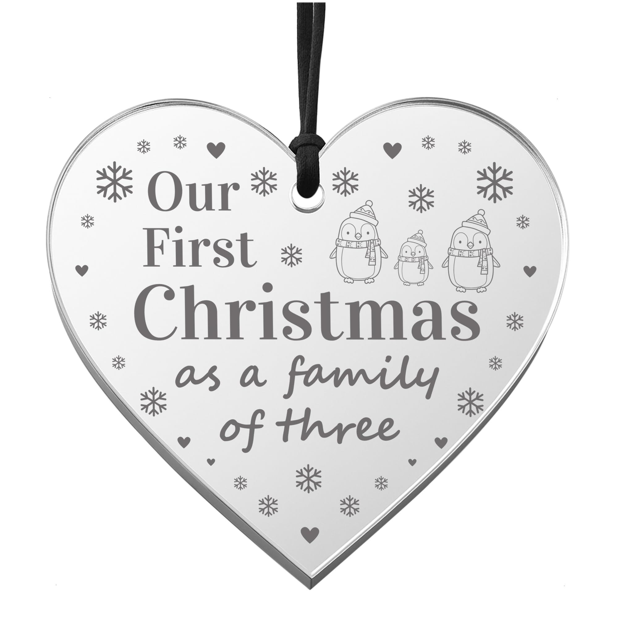 Red Ocean Christmas Bauble Tree Decoration First 1st Family Christmas Engraved Bauble Keepsake