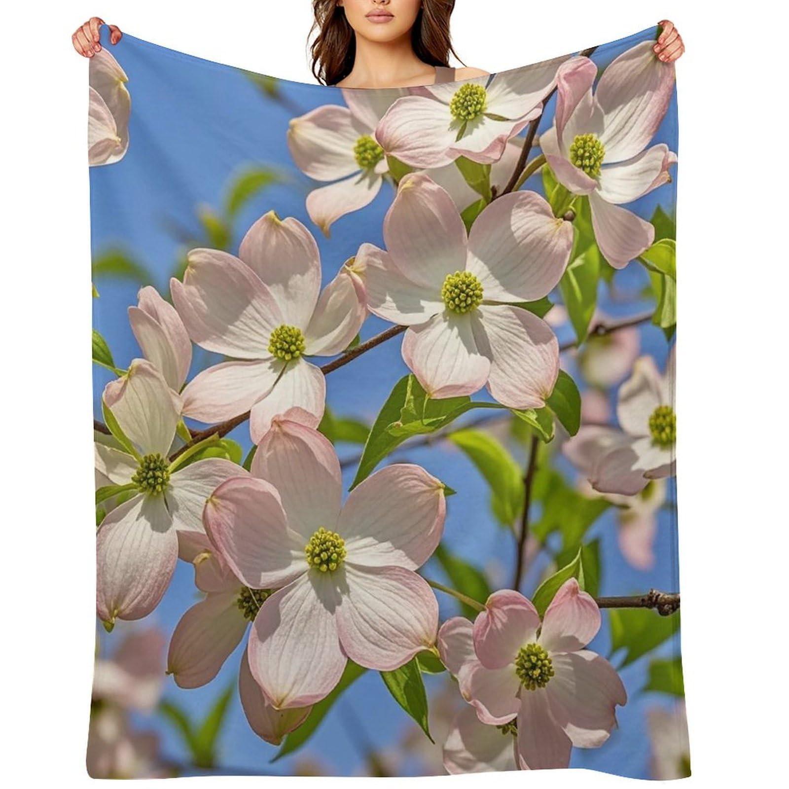 Spring Dogwood Blossoms Throw Blanket for Couch and Bed Super Soft Warm Lightweight Throw Blankets Cozy Fuzzy Flannel Blanket Personalized Decorative Blankets for Sofa Decor 30"x40"
