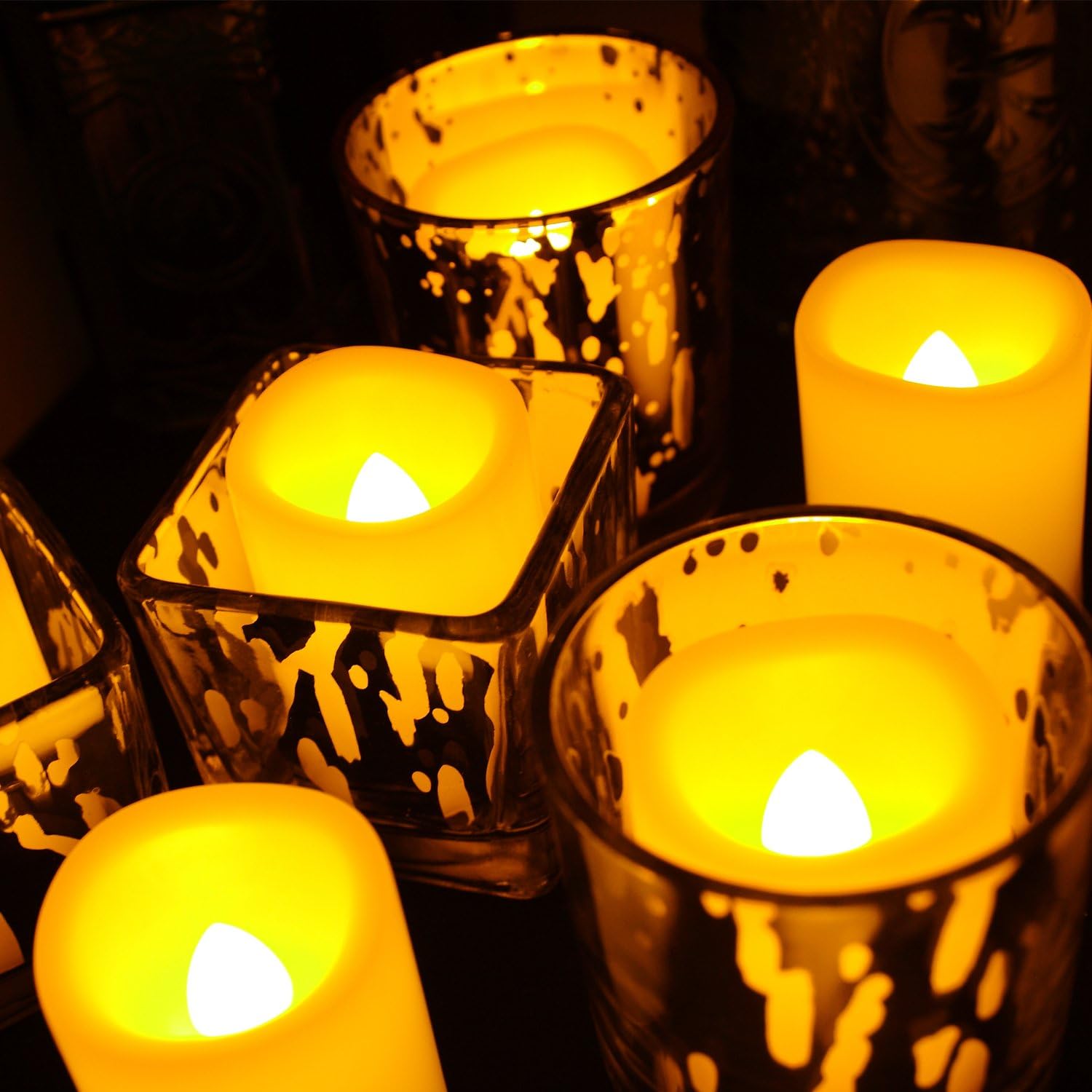 White Flameless LED Votive Candles with Timer, Set of 6