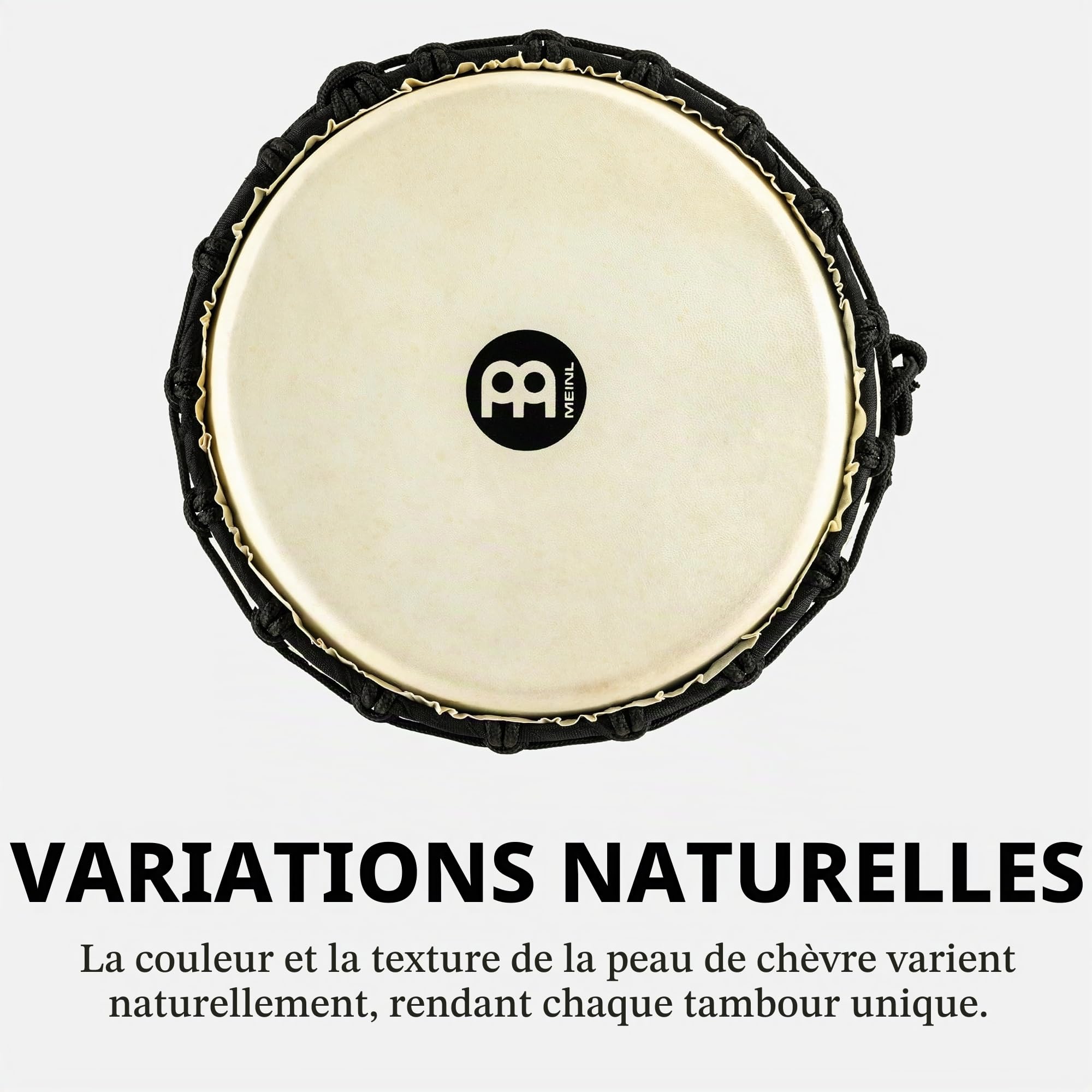 Meinl Percussion Djembe Nile À Cordes – Percussion à Main Moyenne Taille – Avec Peau de Chèvre – Diamètre 10 pouces – Acajou, Naturel (HDJ4-M)