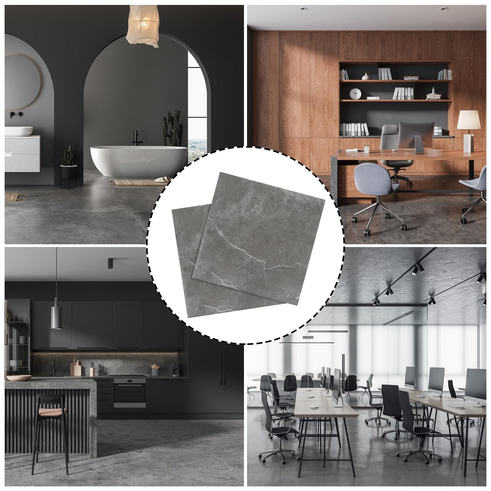 CYEER 40 Stück Vinylboden Selbstklebend 30x30 cm - Bodenfliesen in Grau Marmor Optik für Küche, Bad & Wohnbereich - PVC Bodenbelag Wasserabweisend & Robust - Deckung ca. 3,6 m²