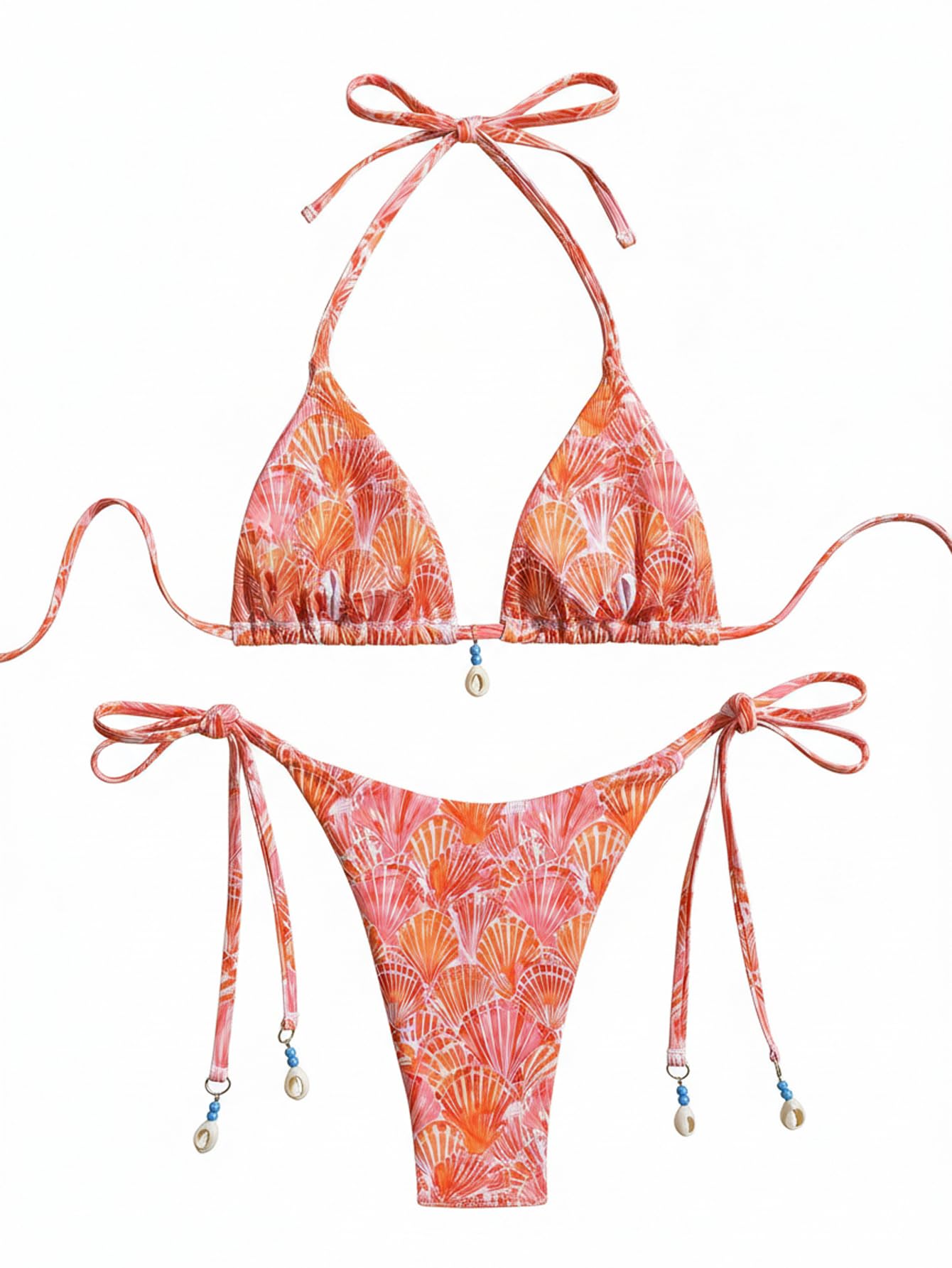 GORGLITTER Triangel Bikini Damen Set Brazilian Neckholder Bikini Blumen