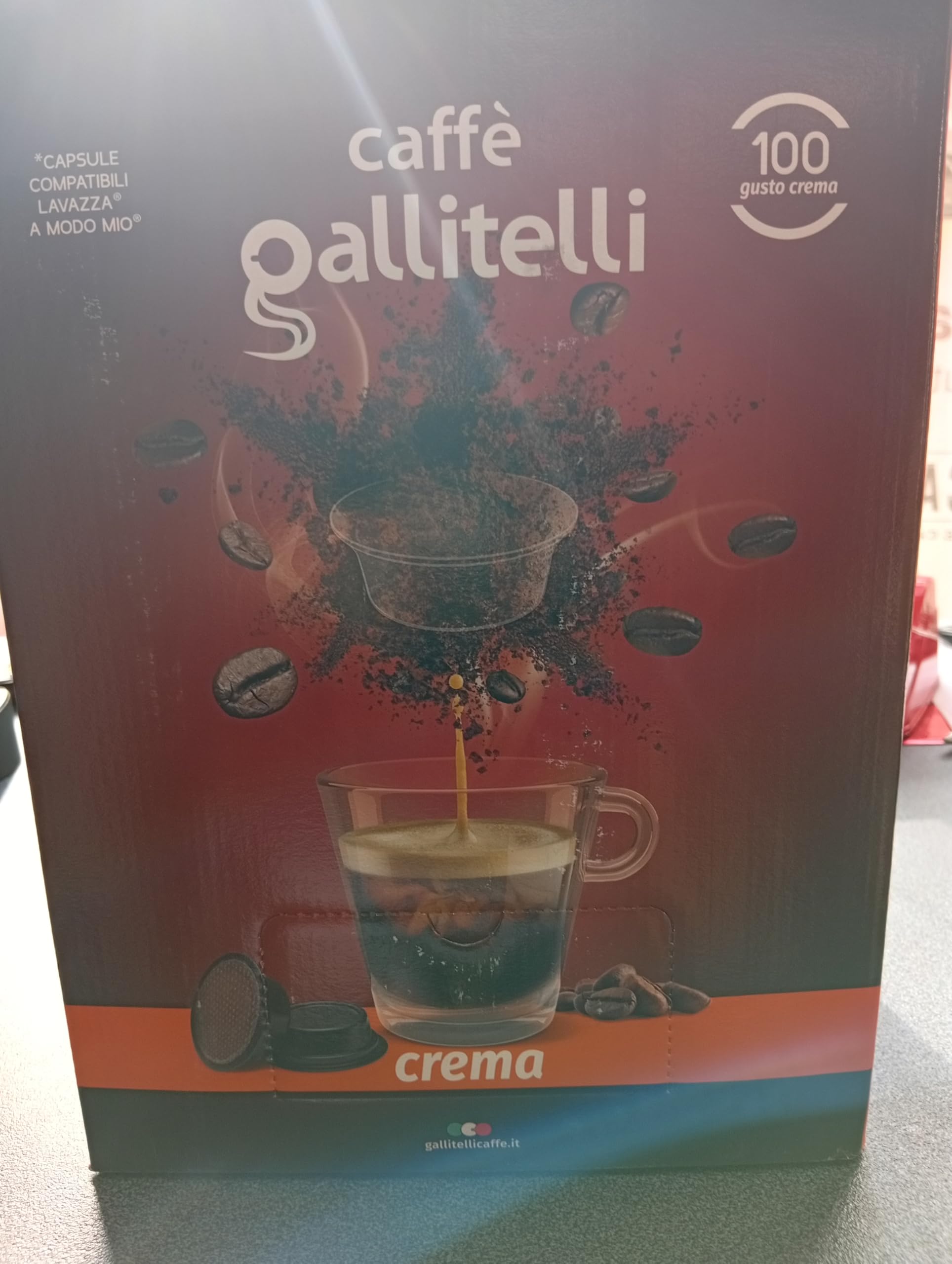 Caffè Gallitelli Capsule di Caffè Crema Compatibili A Modo Mio, Gusto Crema, Confezione da 100 Pezzi