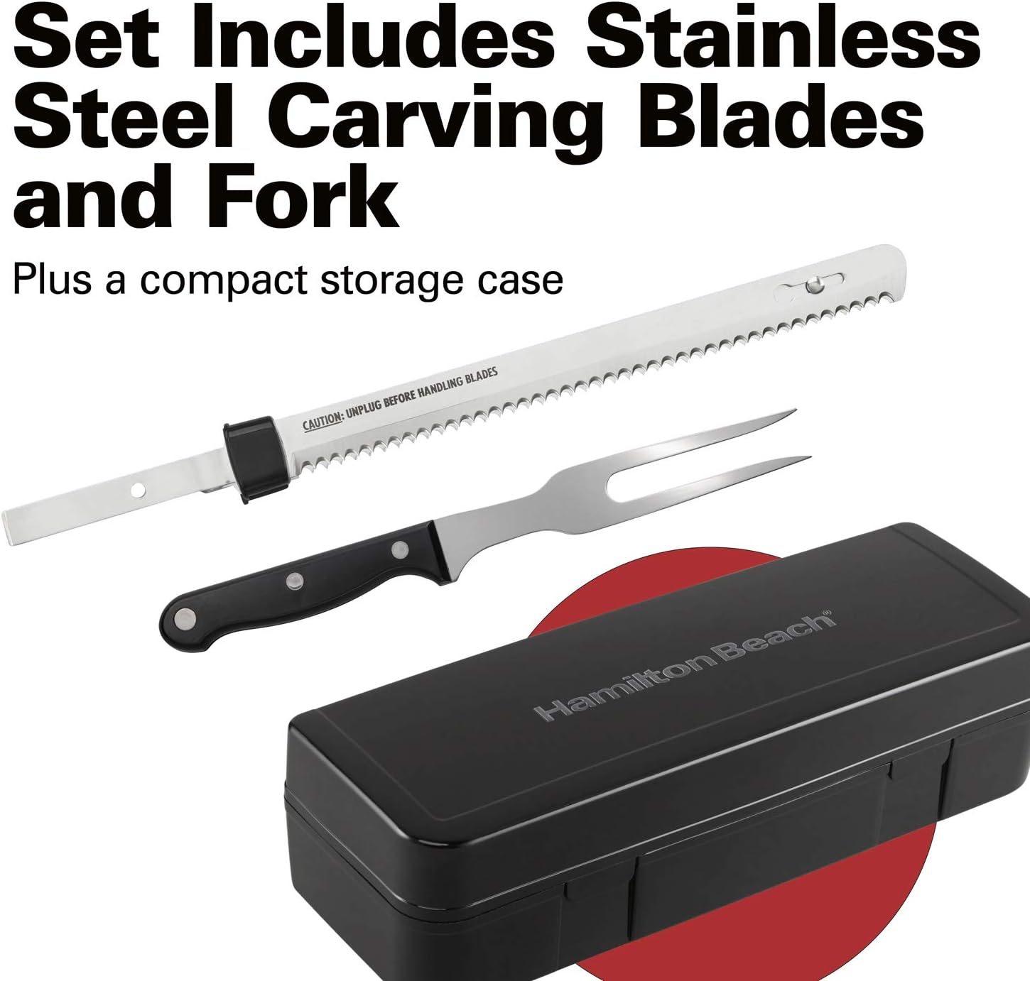 Hamilton Beach Set Electric Carving Knife for Meats, Poultry, Bread, Crafting Foam and More, Storage Case and Serving Fork Included, Black (74277) : Everything Else