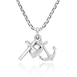 Amazing Anchor-Heart-Cross or Faith-Love-Hope .925 Sterling Silver Pendant Necklace | Unique Necklace Jewelry for Women | Jewelry Gift