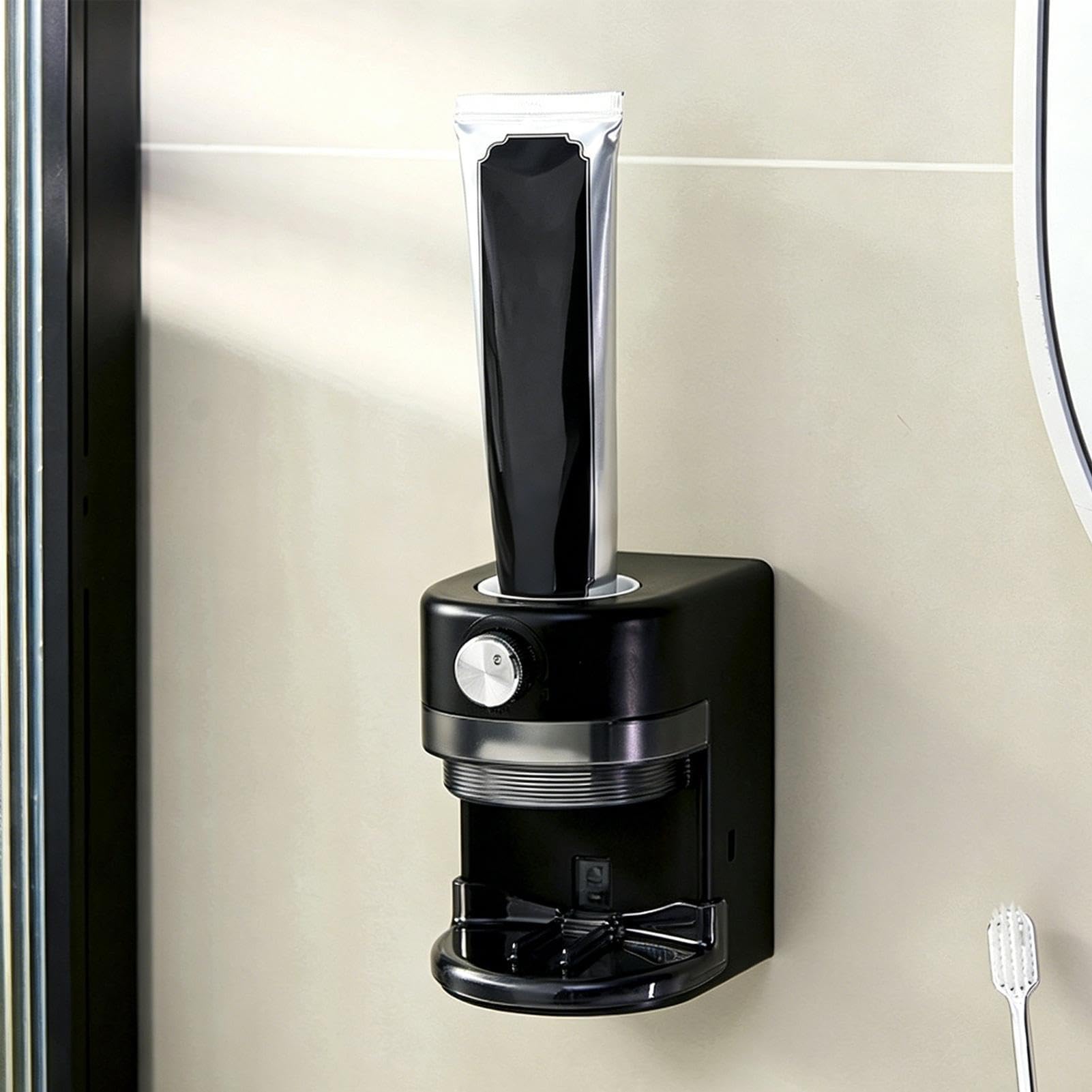 Dispensador de pasta de dientes y soporte para cepillo de dientes, montaje automático en la pared, fácil instalación para uso en baño y dormitorio, solución de higiene conveniente